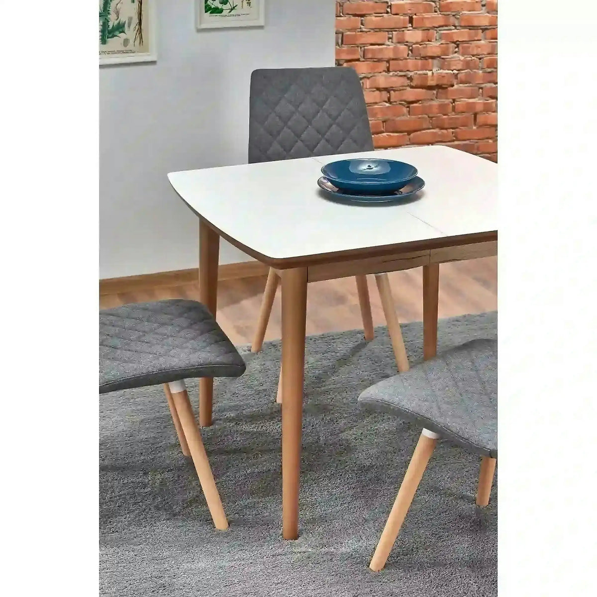 Masa extensibila BARRET, alb/stejar, 90/190x80x75 cm