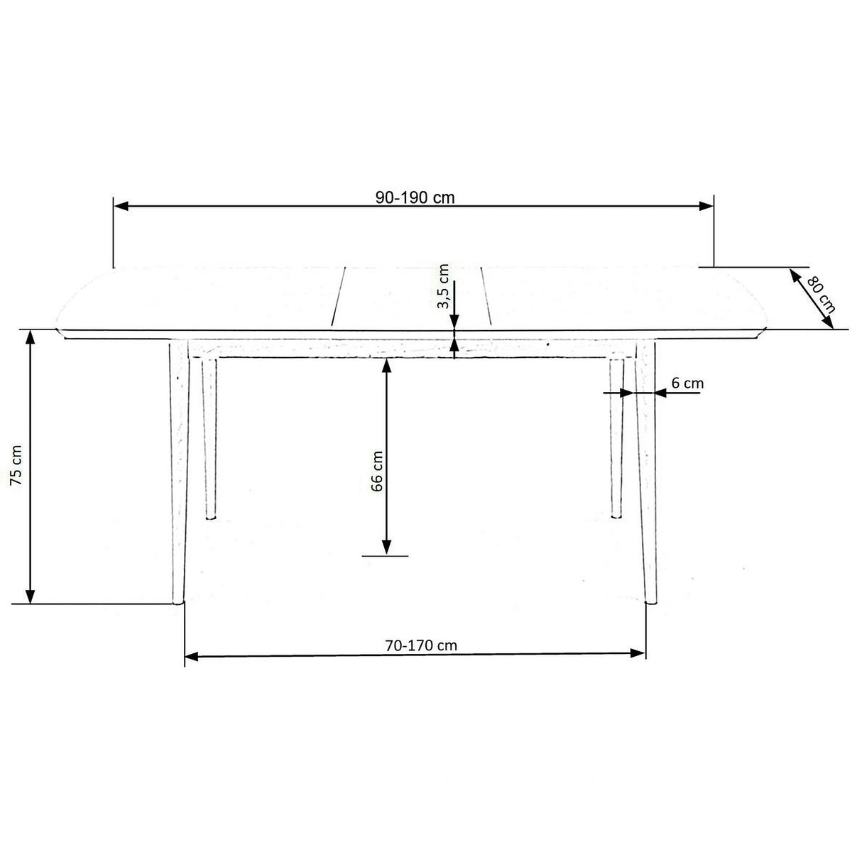 Masa extensibila BARRET, alb/stejar, 90/190x80x75 cm
