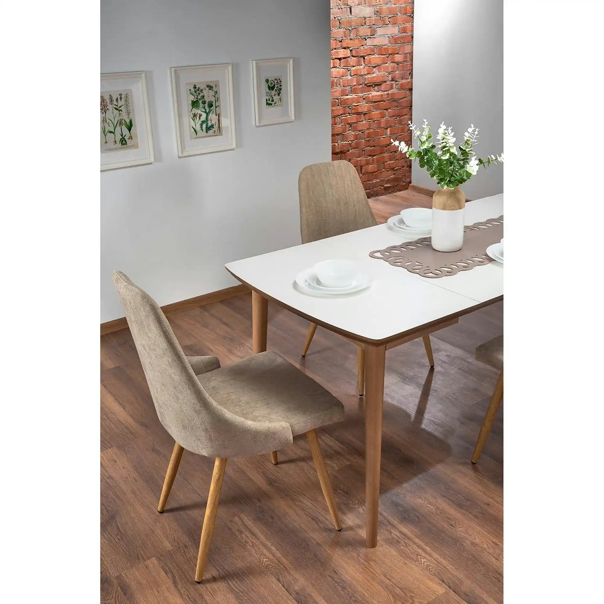 Masa extensibila BARRET, alb/stejar, 90/190x80x75 cm