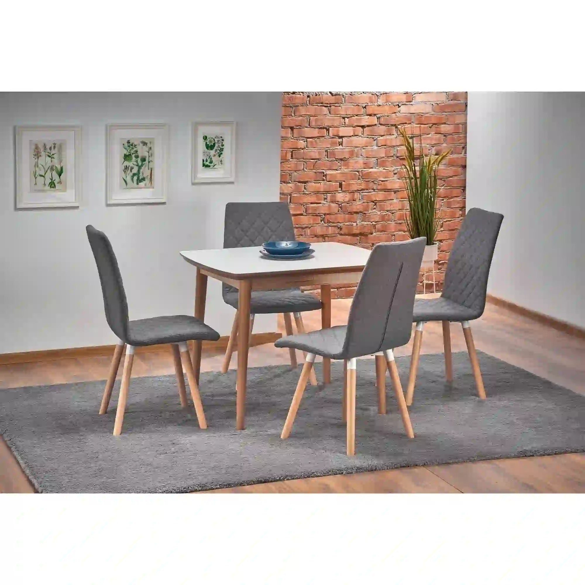Masa extensibila BARRET, alb/stejar, 90/190x80x75 cm