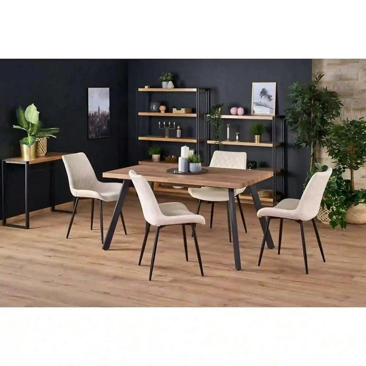 Masa extensibila BERLIN, stejar/negru, 160/220x90x76 cm