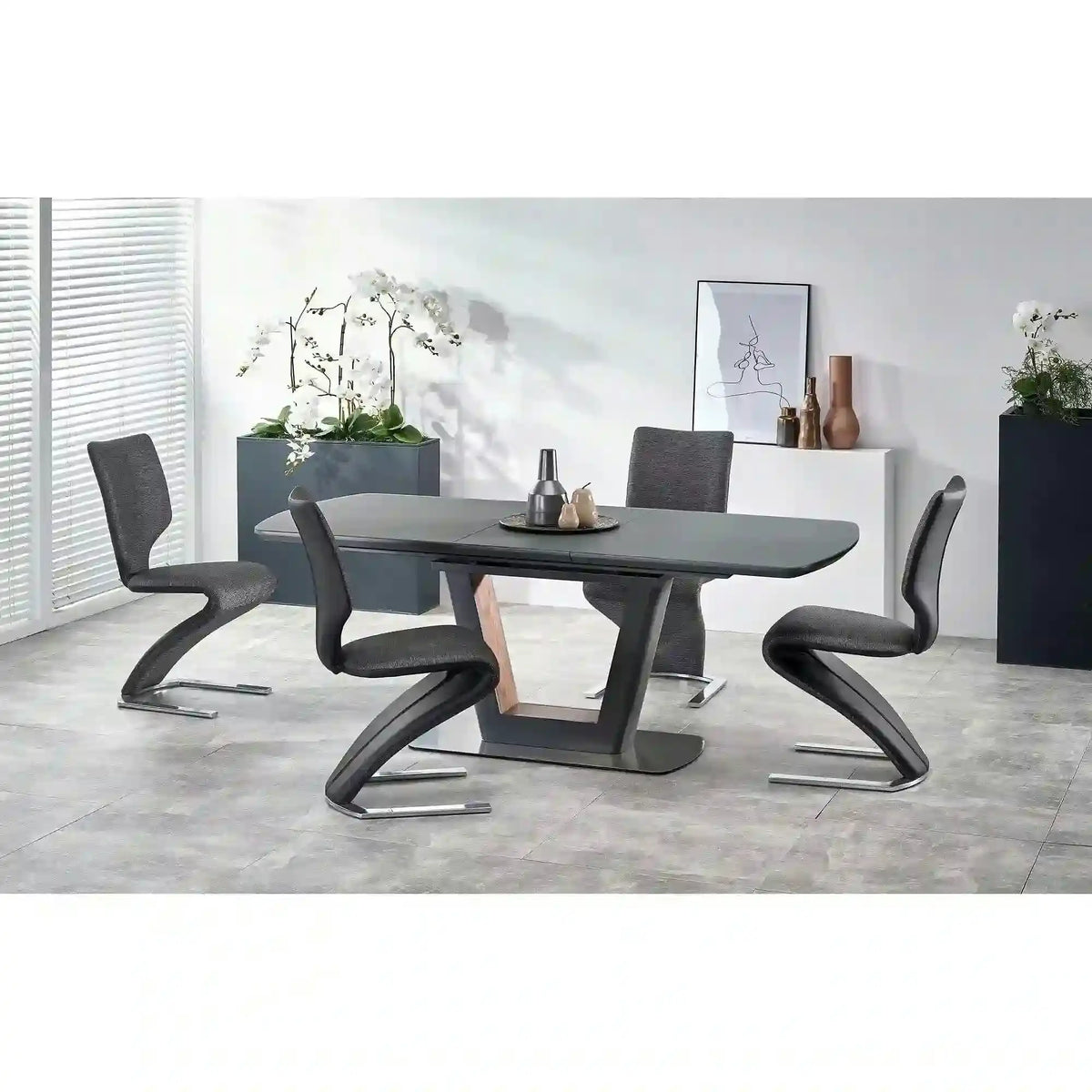 Masa extensibila BILOTTI, gri antracit/nuc, 160/200x90x76 cm
