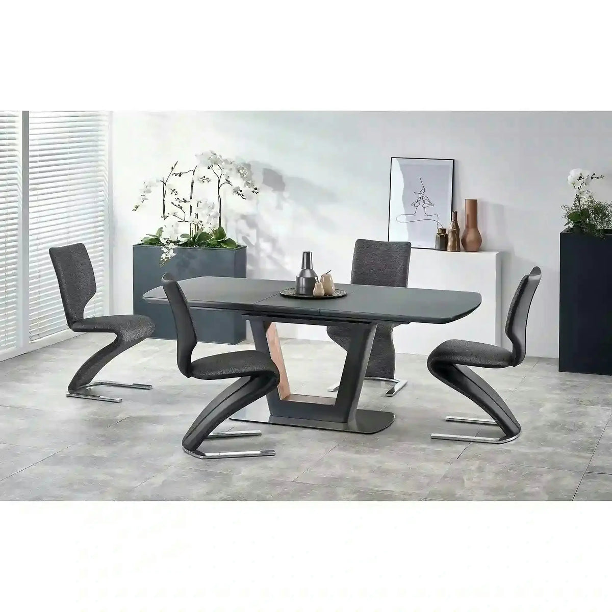 Masa extensibila BILOTTI, gri antracit/nuc, 160/200x90x76 cm
