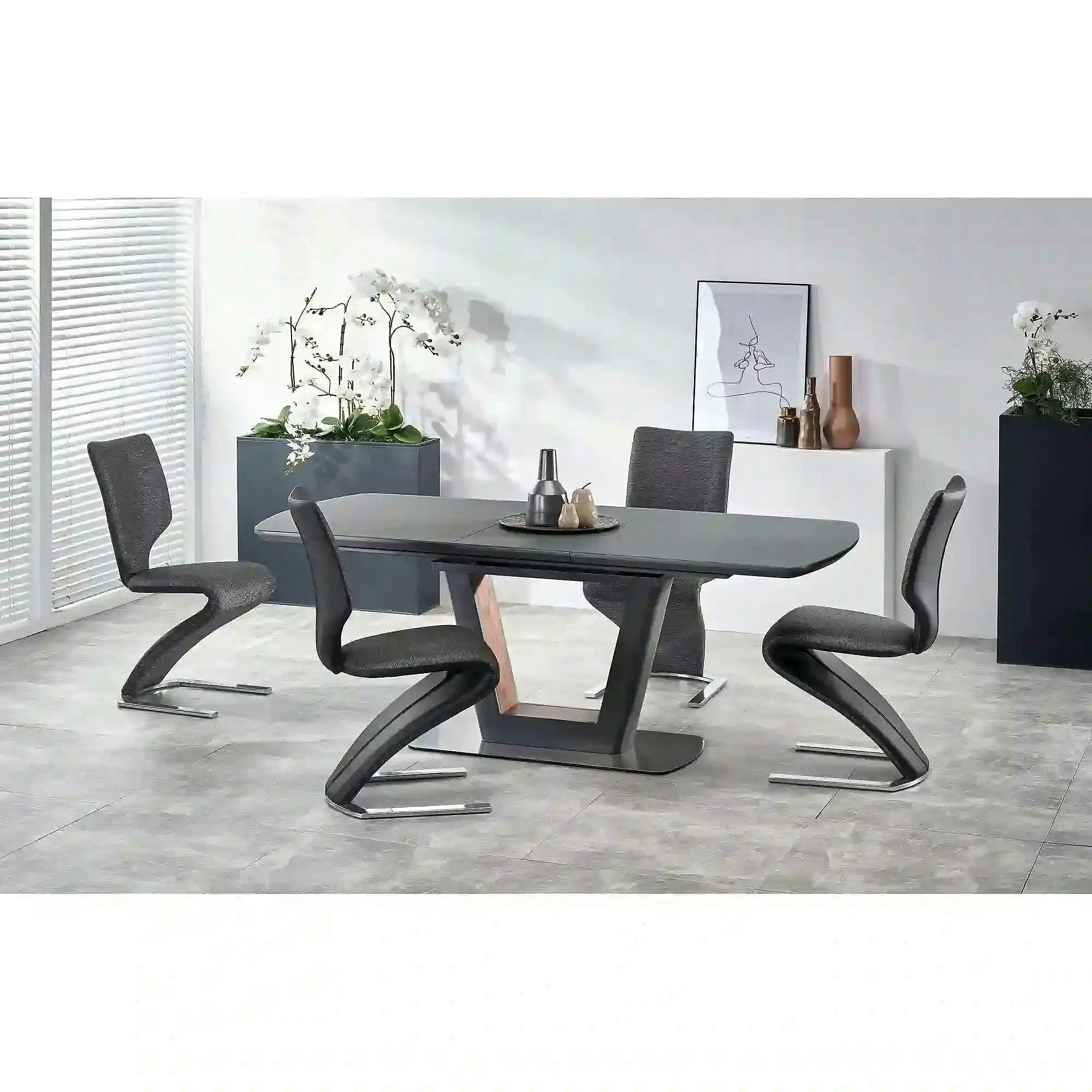 Masa extensibila BILOTTI, gri antracit/nuc, 160/200x90x76 cm