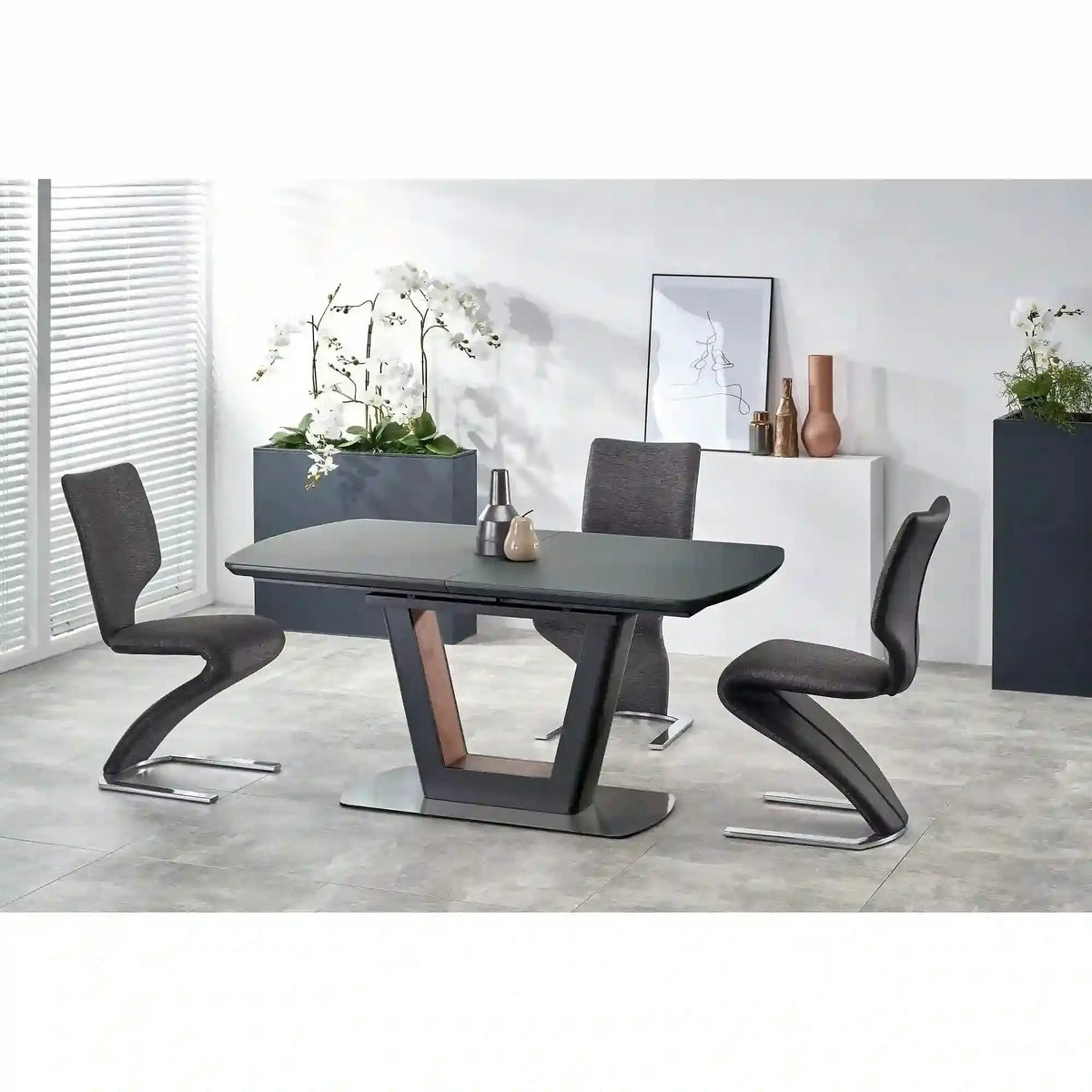 Masa extensibila BILOTTI, gri antracit/nuc, 160/200x90x76 cm