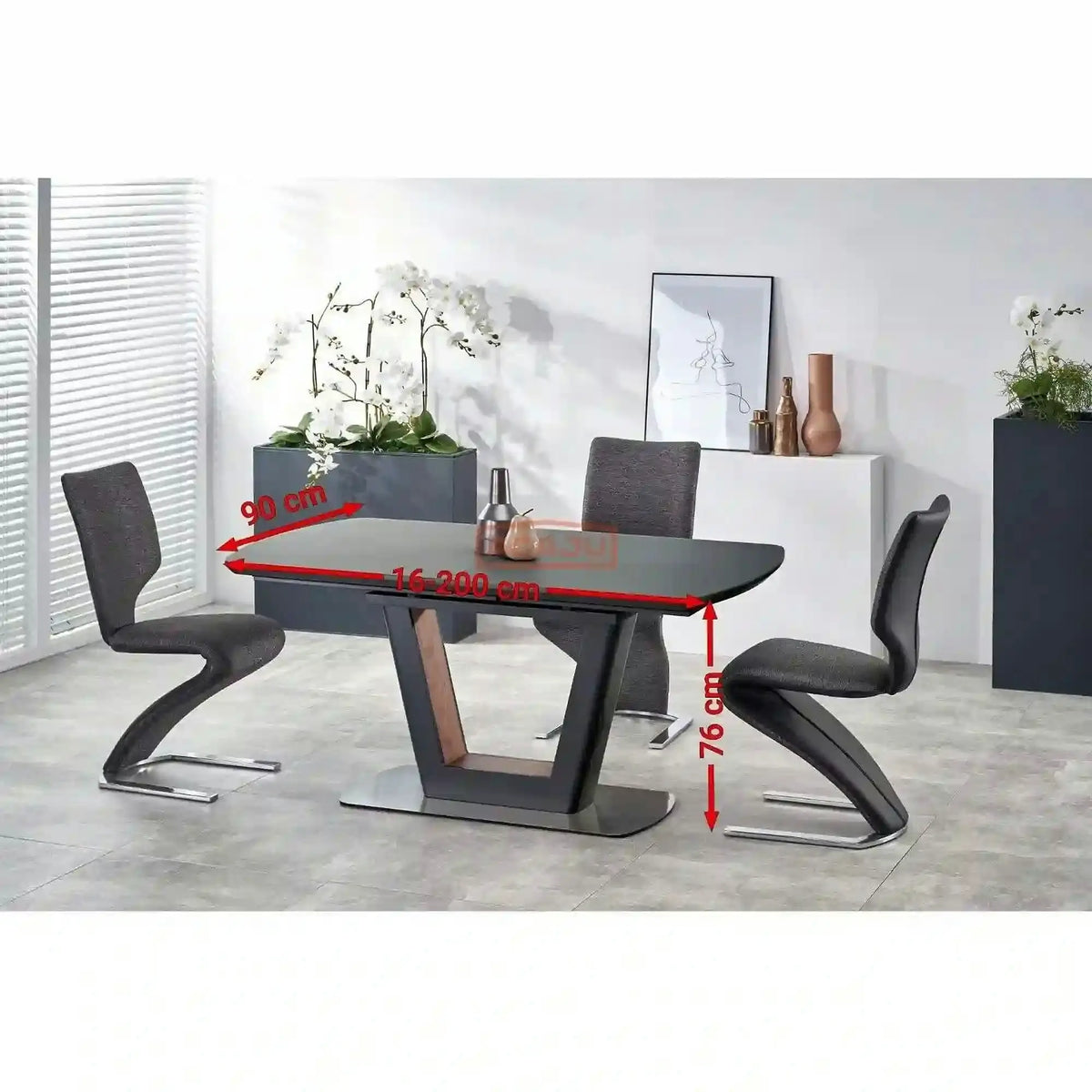 Masa extensibila BILOTTI, gri antracit/nuc, 160/200x90x76 cm
