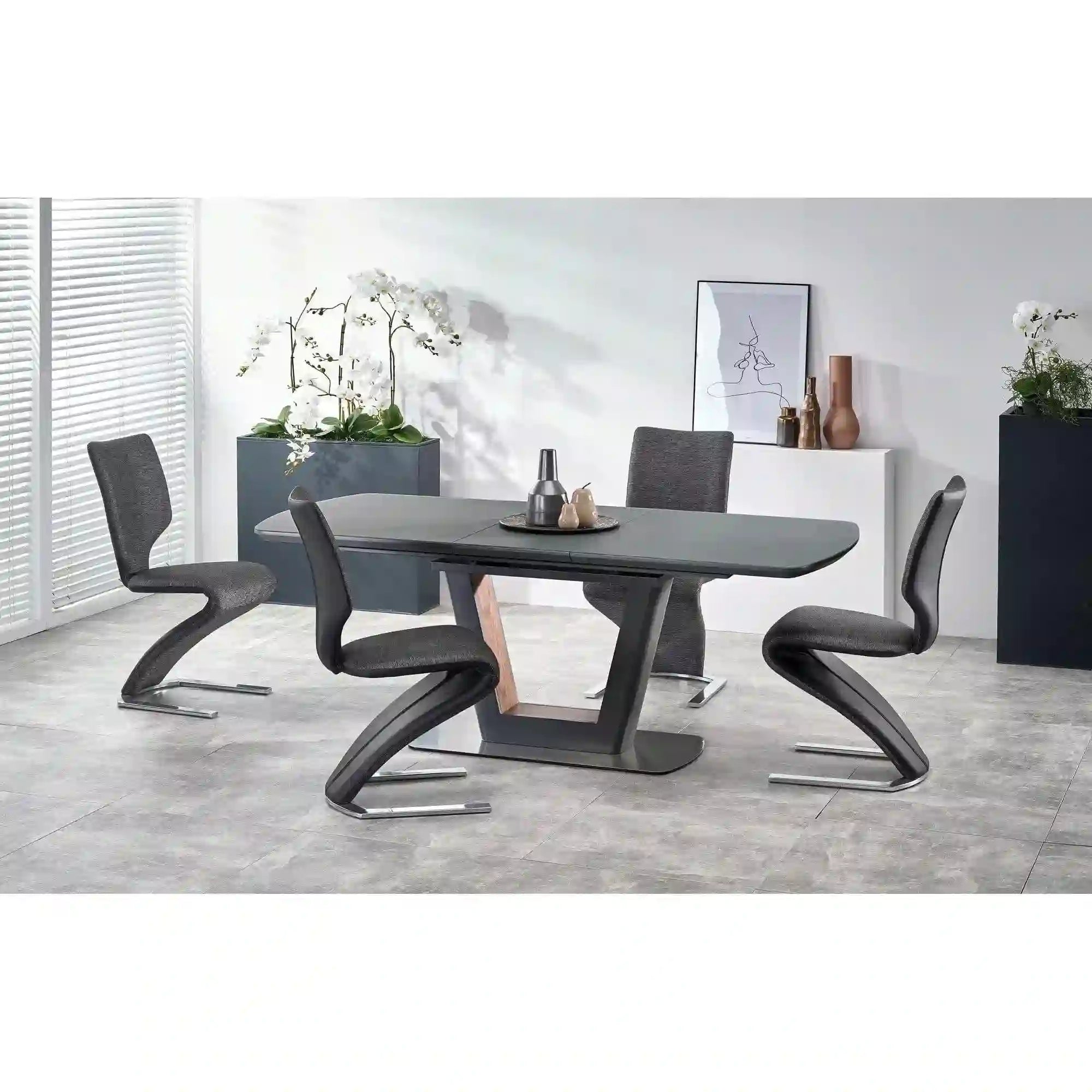 Masa extensibila BILOTTI, gri antracit/nuc, 160/200x90x76 cm