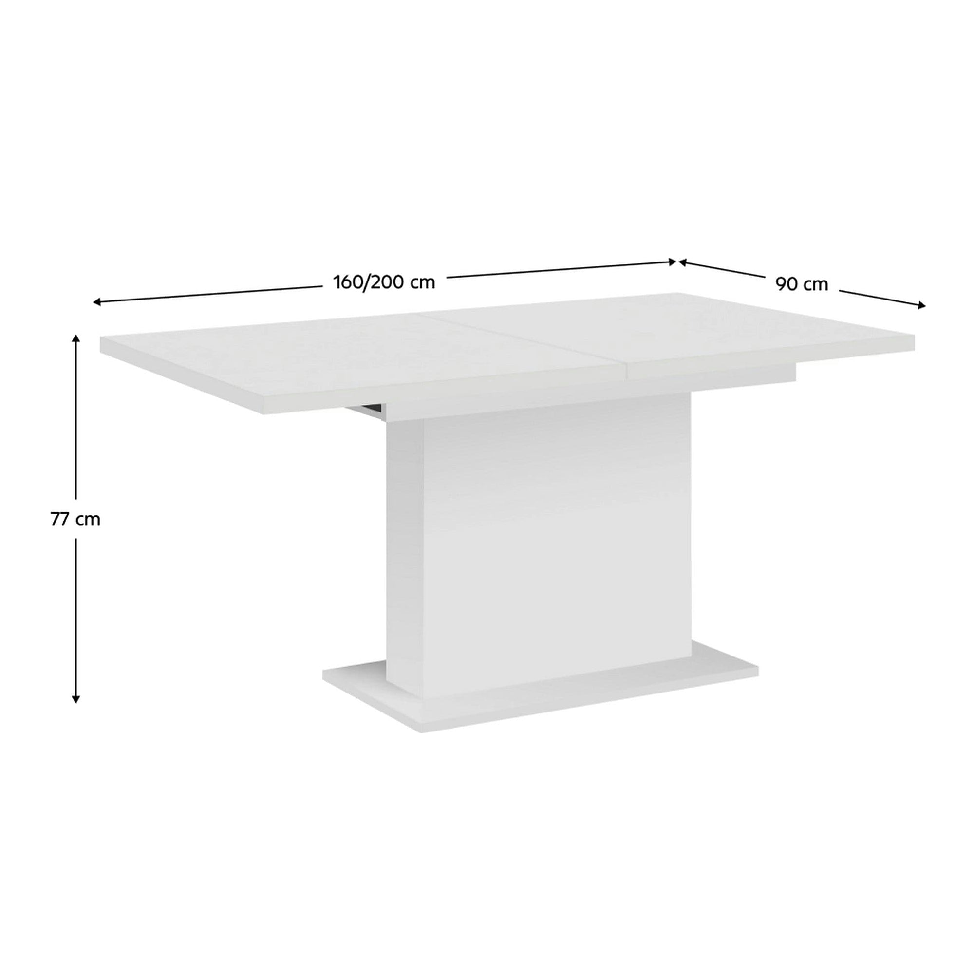 Masa extensibila BOBA, alb, DTD laminat, 160/200x90x77 cm