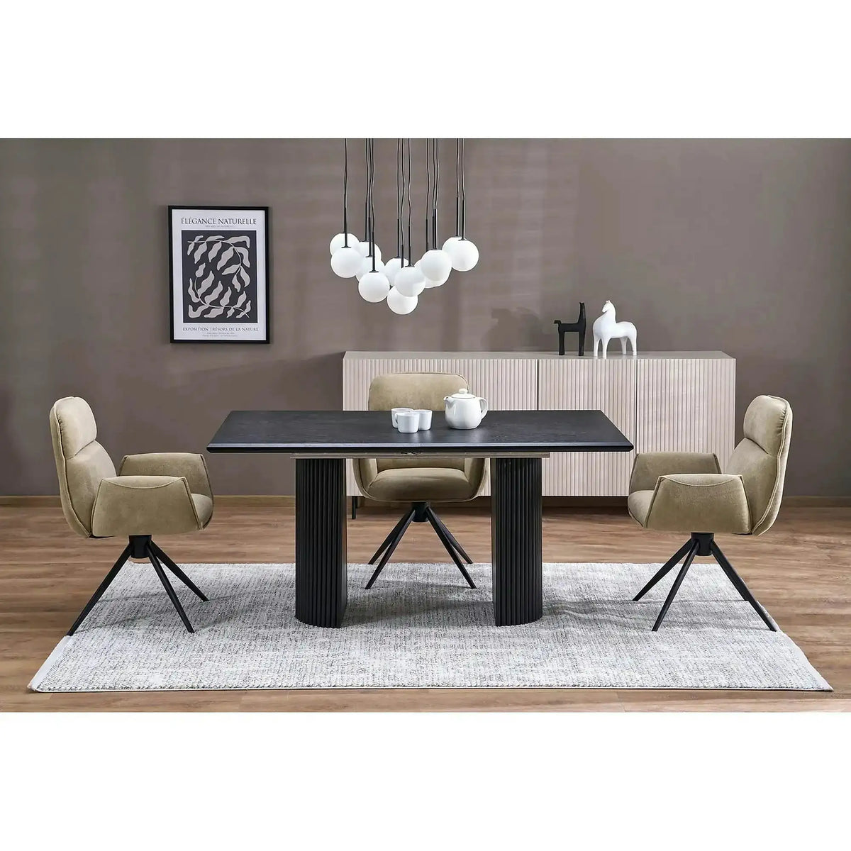 Masa extensibila BOLERO, negru, 160/250x90x78 cm