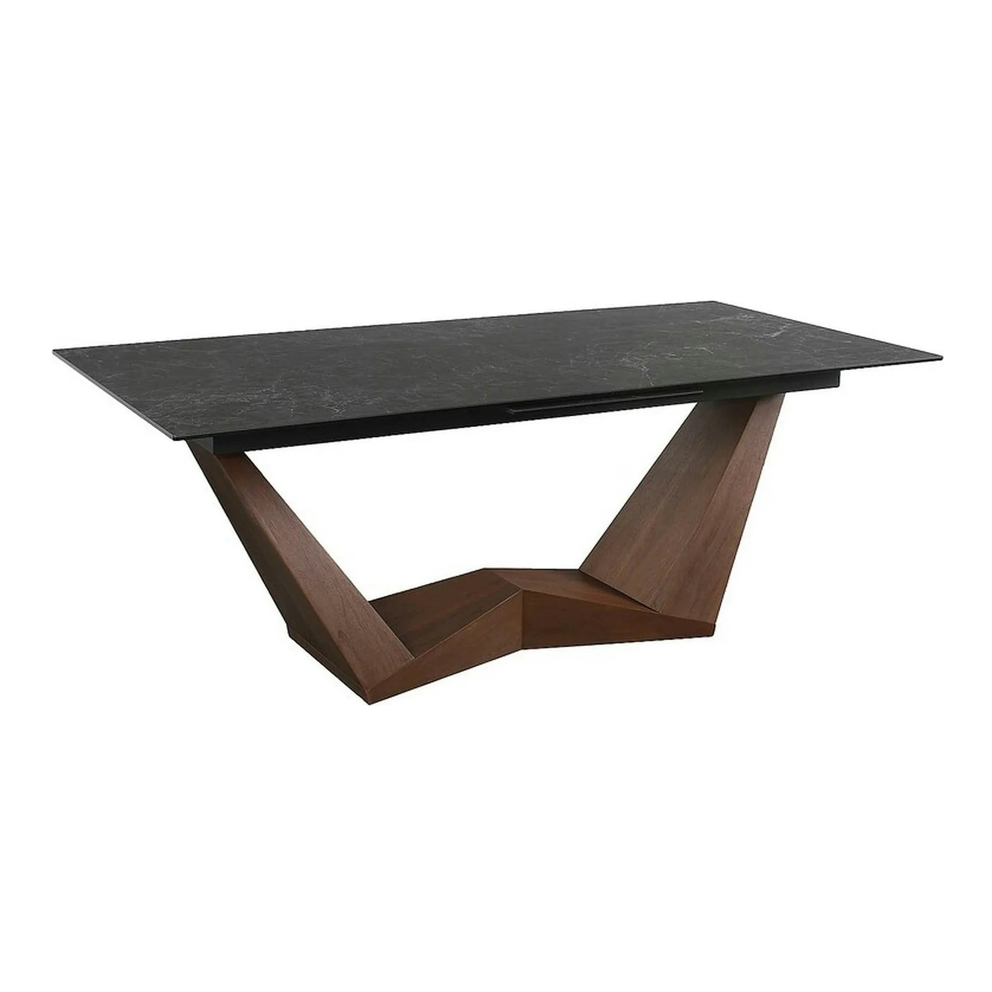 Masa extensibila BONUCCI, negru cu efect de marmura/maro, 200/250x98x76 cm