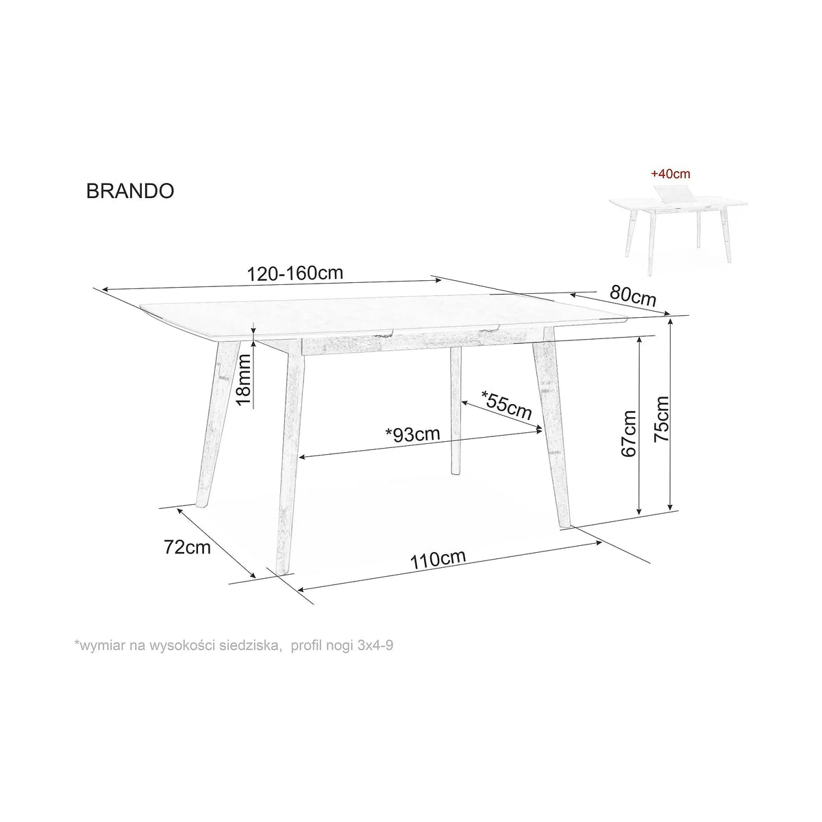 Masa extensibila BRANDO, stejar, 120/160x80x75 cm