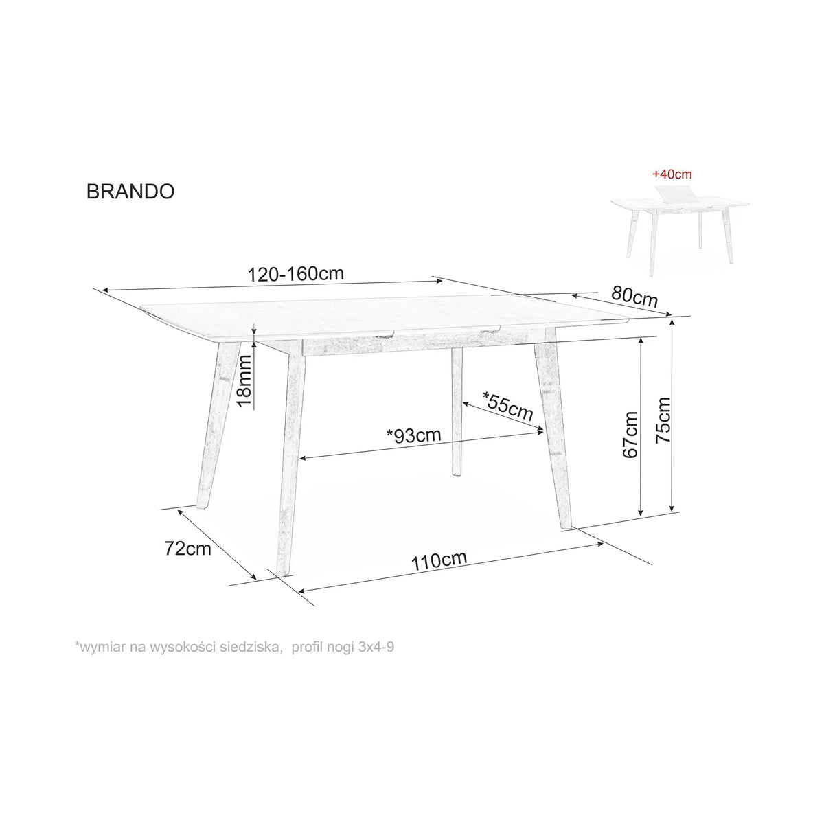Masa extensibila BRANDO, stejar, 120/160x80x75 cm