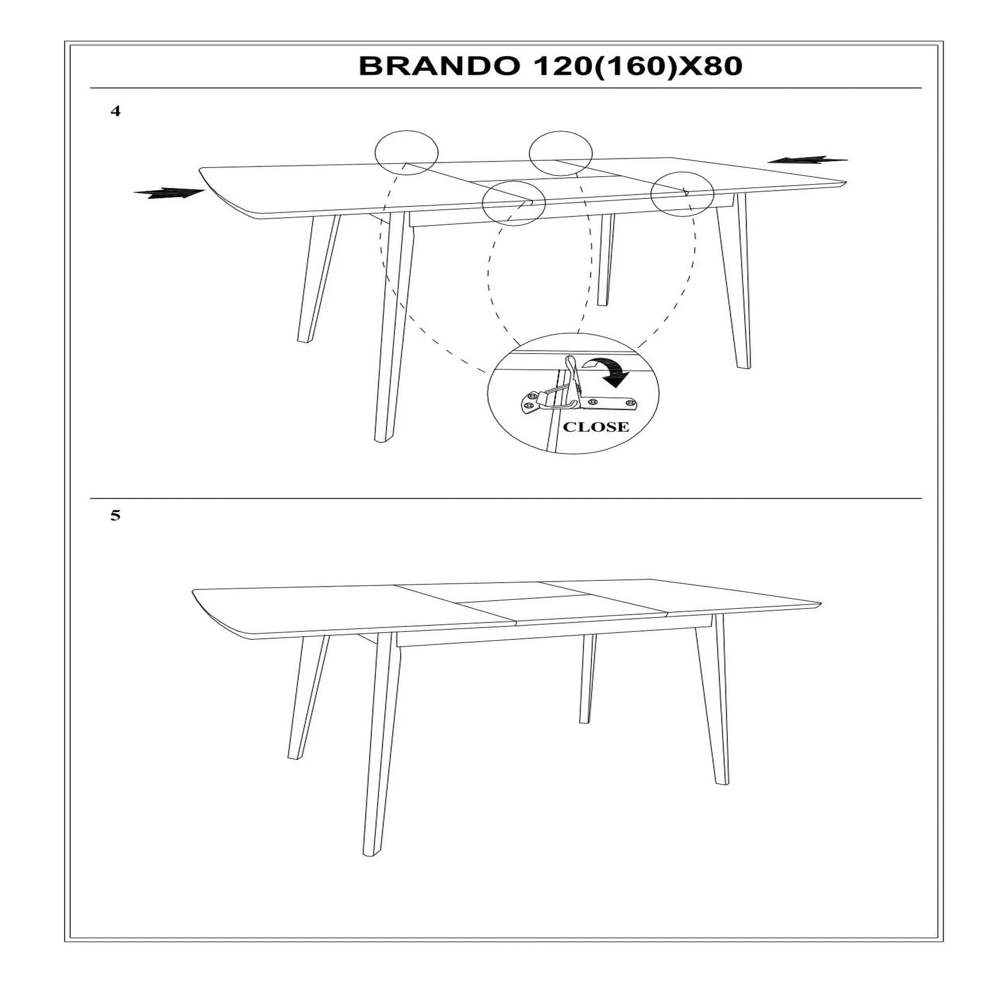 Masa extensibila BRANDO, stejar, 120/160x80x75 cm