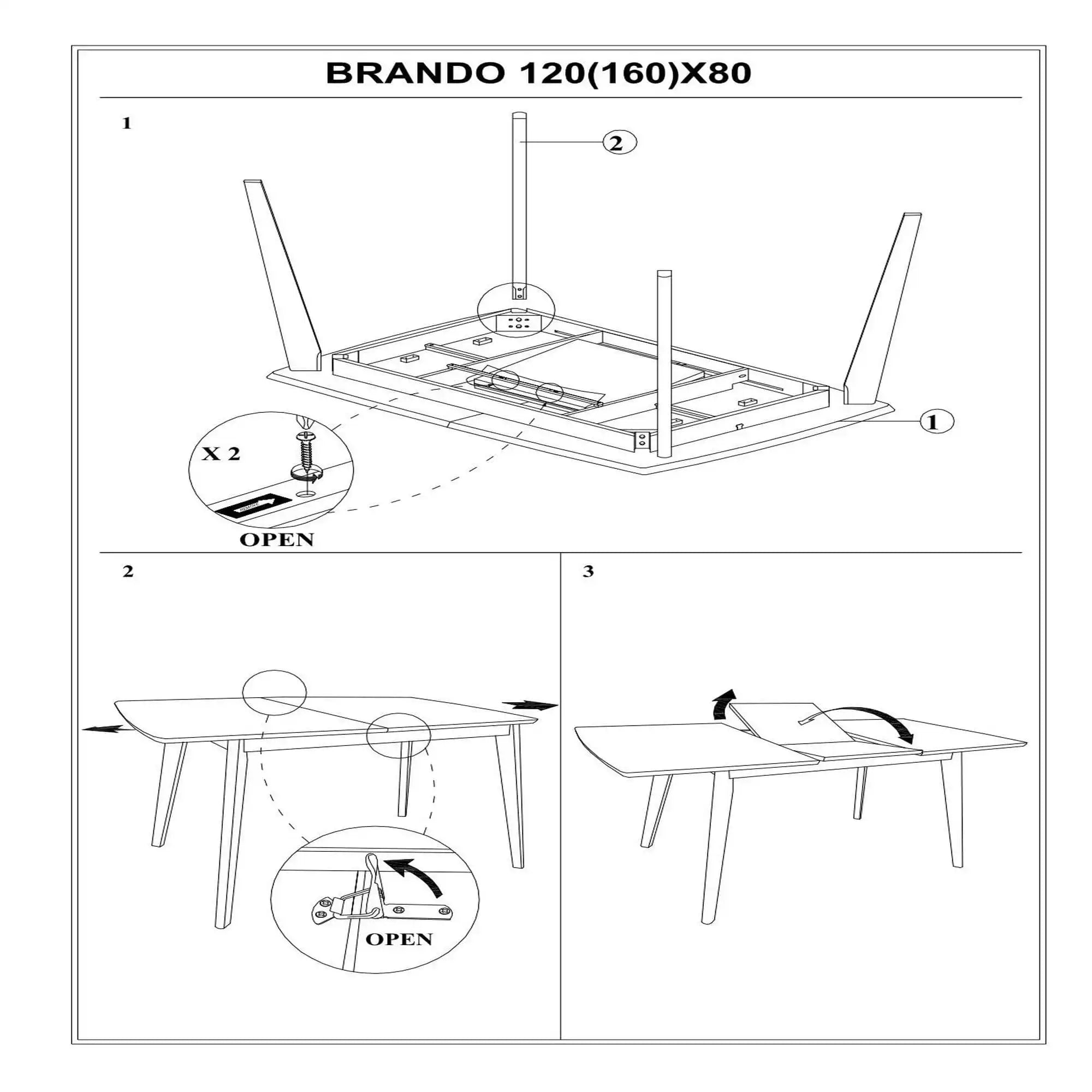 Masa extensibila BRANDO, stejar, 120/160x80x75 cm
