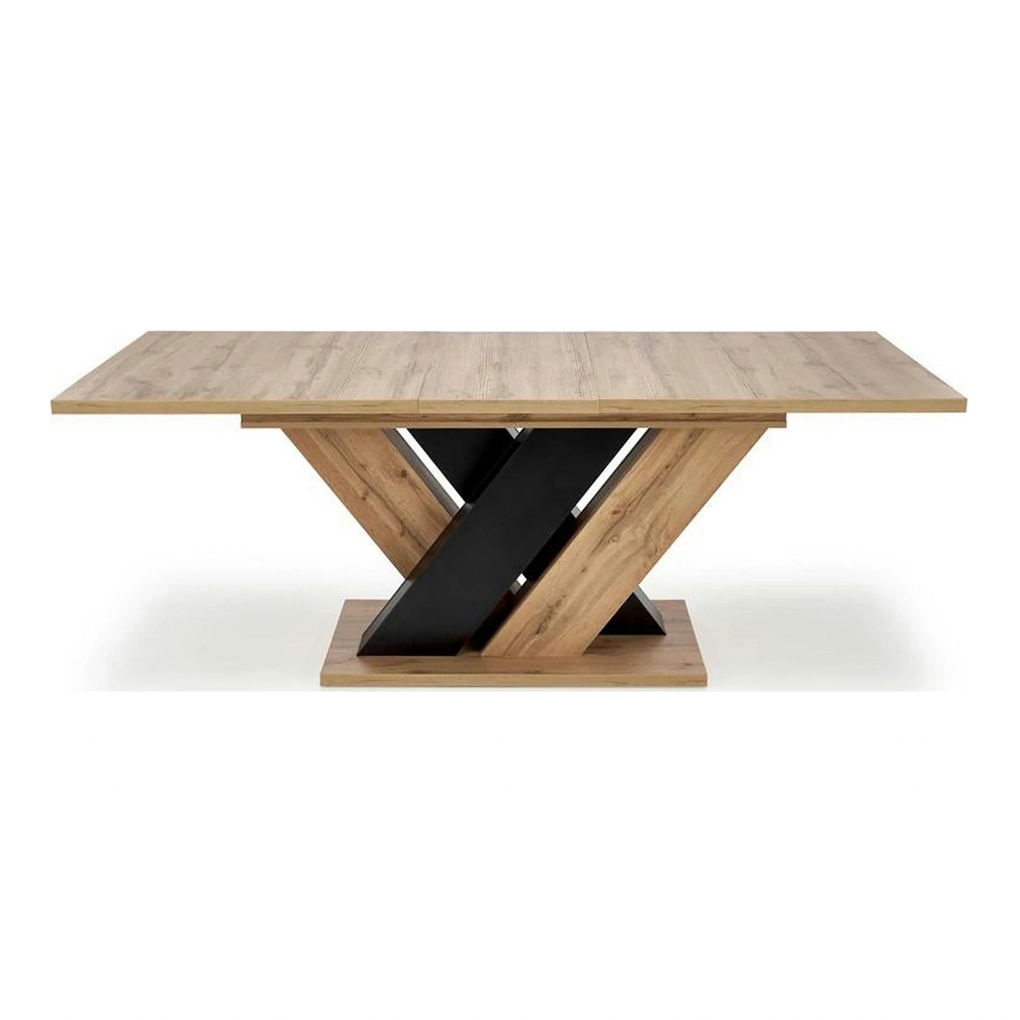 Masa extensibila BRANDON, stejar wotan/negru, PAL laminat, 160/200x90x77 cm