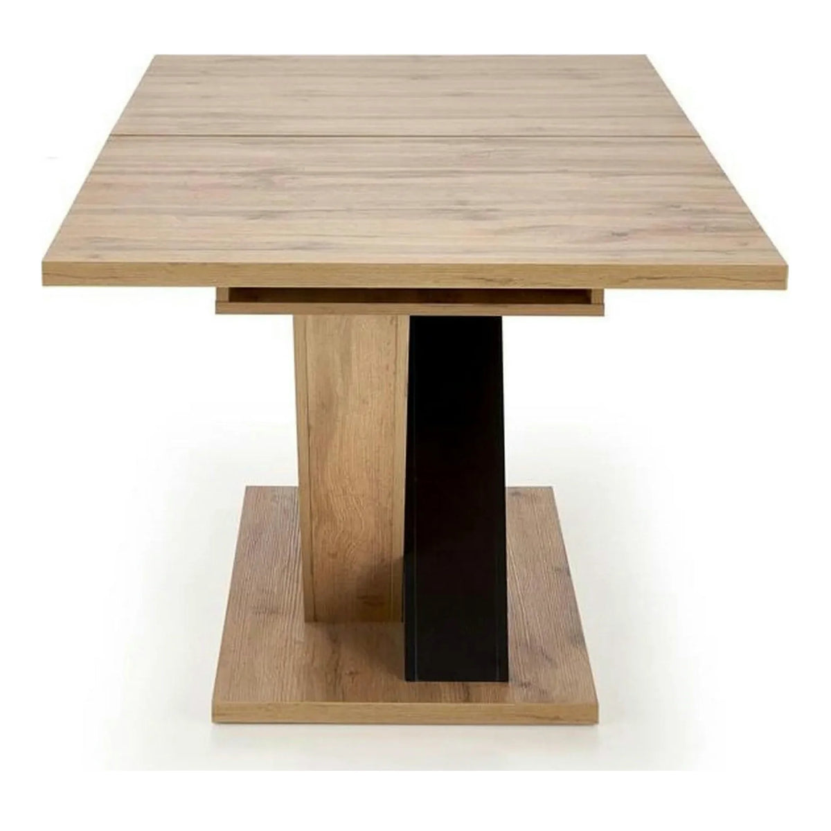 Masa extensibila BRANDON, stejar wotan/negru, PAL laminat, 160/200x90x77 cm
