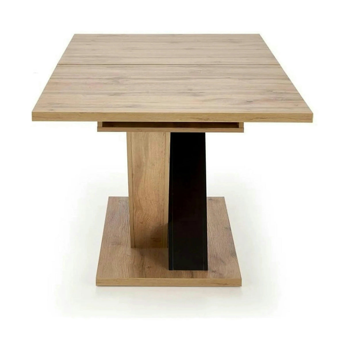 Masa extensibila BRANDON, stejar wotan/negru, PAL laminat, 160/200x90x77 cm