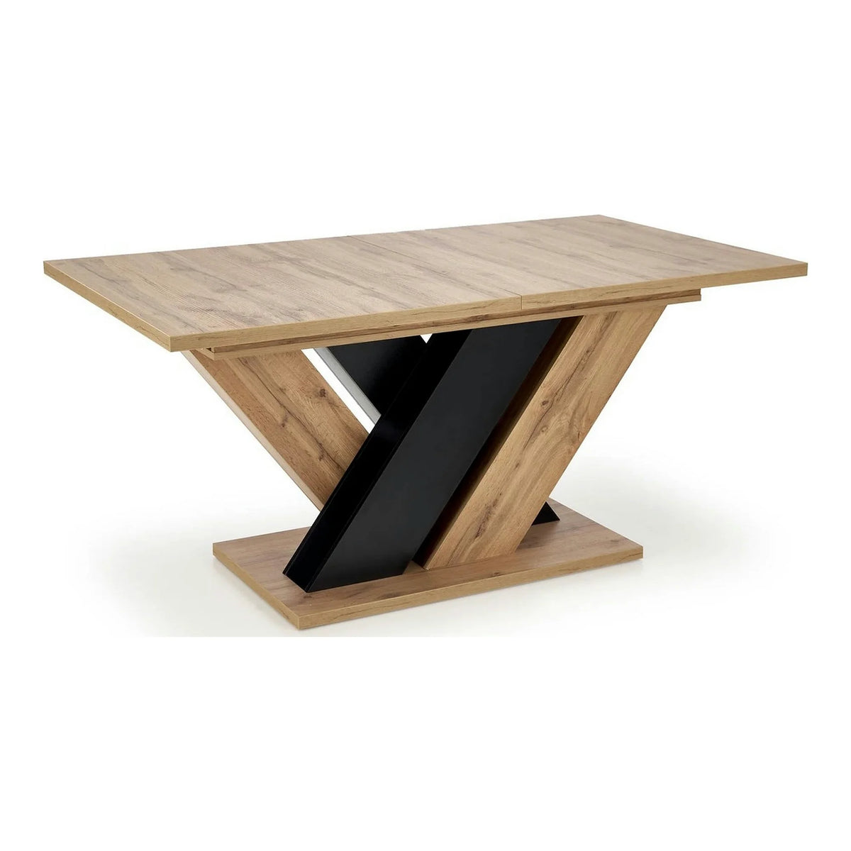 Masa extensibila BRANDON, stejar wotan/negru, PAL laminat, 160/200x90x77 cm