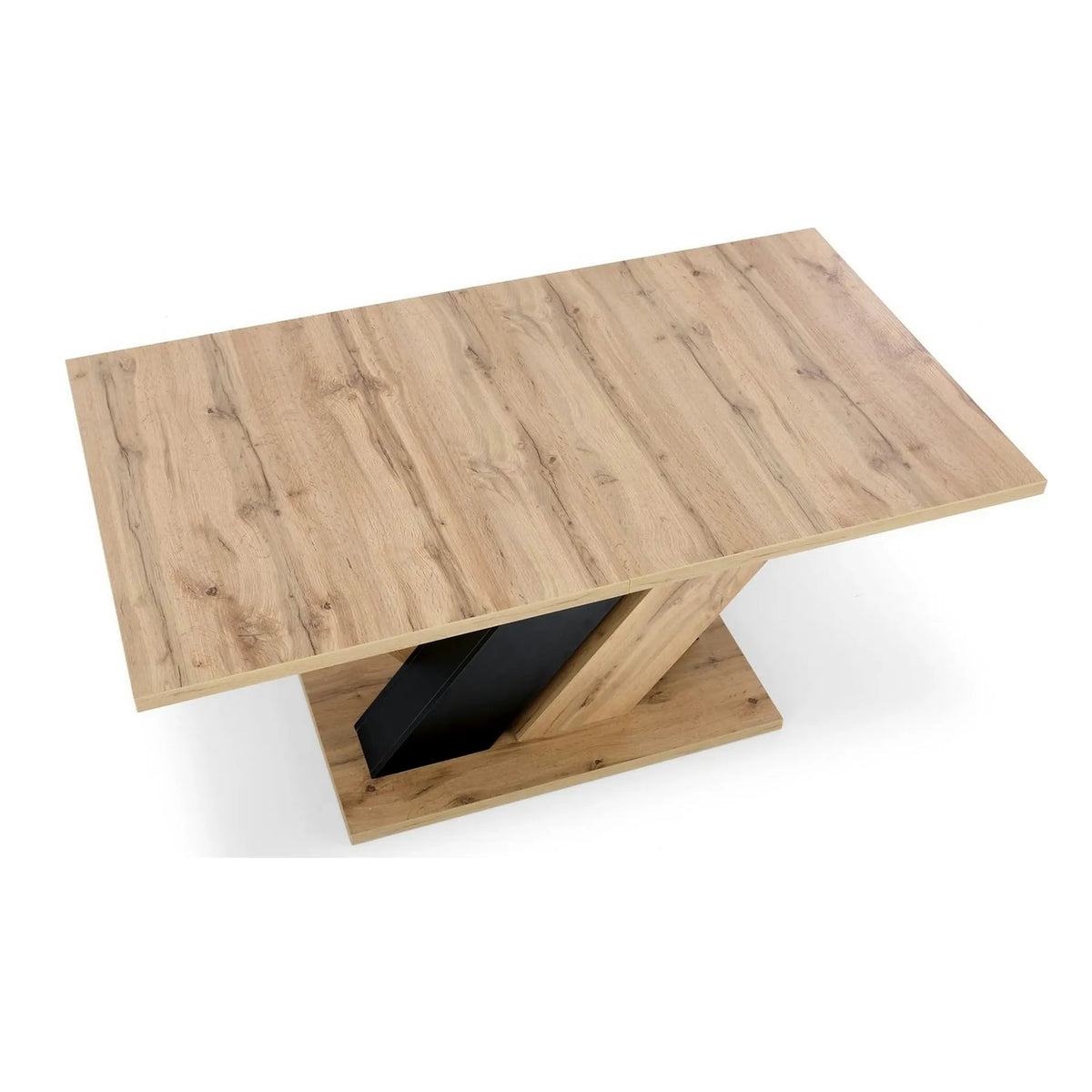 Masa extensibila BRANDON, stejar wotan/negru, PAL laminat, 160/200x90x77 cm