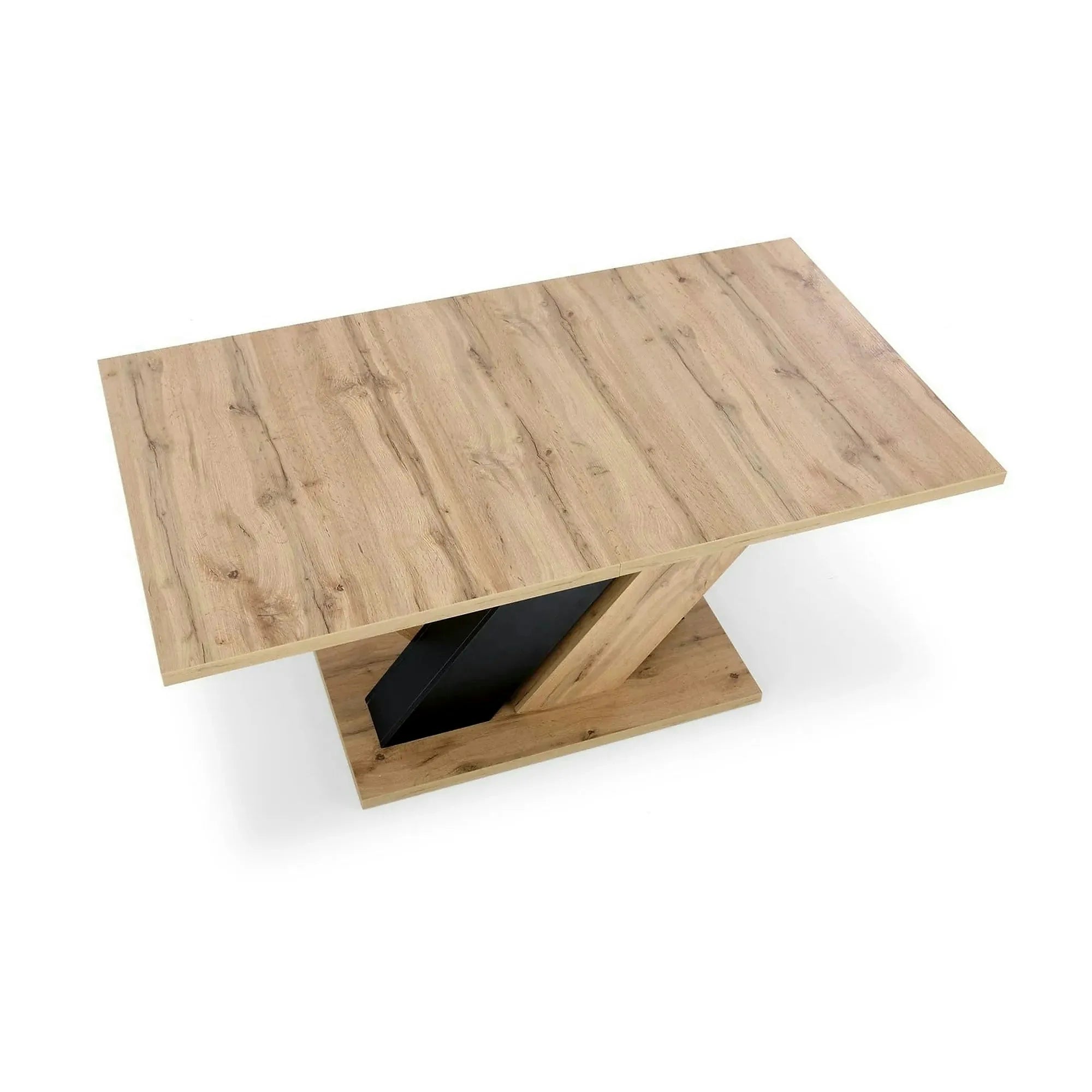 Masa extensibila BRANDON, stejar wotan/negru, PAL laminat, 160/200x90x77 cm