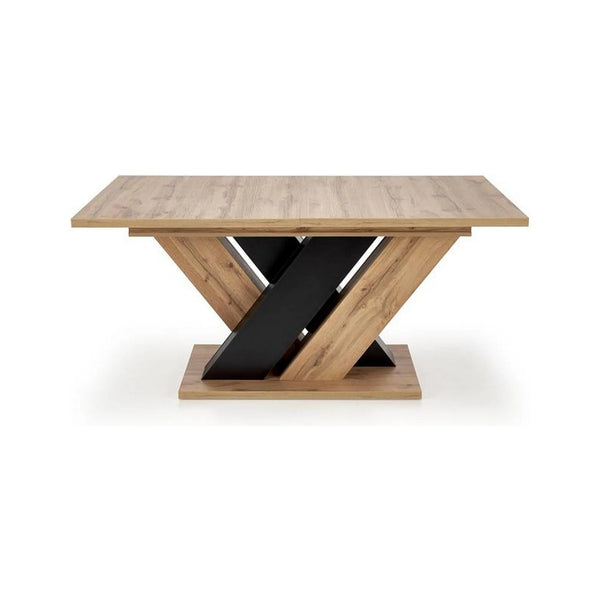 Masa extensibila BRANDON, stejar wotan/negru, PAL laminat, 160/200x90x77 cm