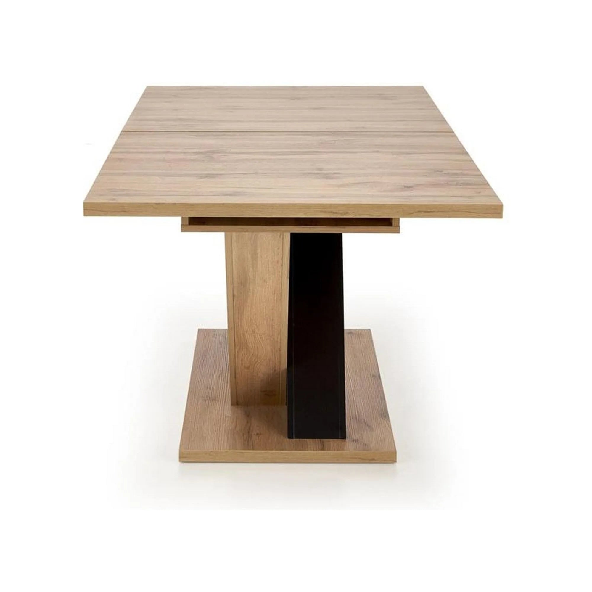 Masa extensibila BRANDON, stejar wotan/negru, PAL laminat, 160/200x90x77 cm