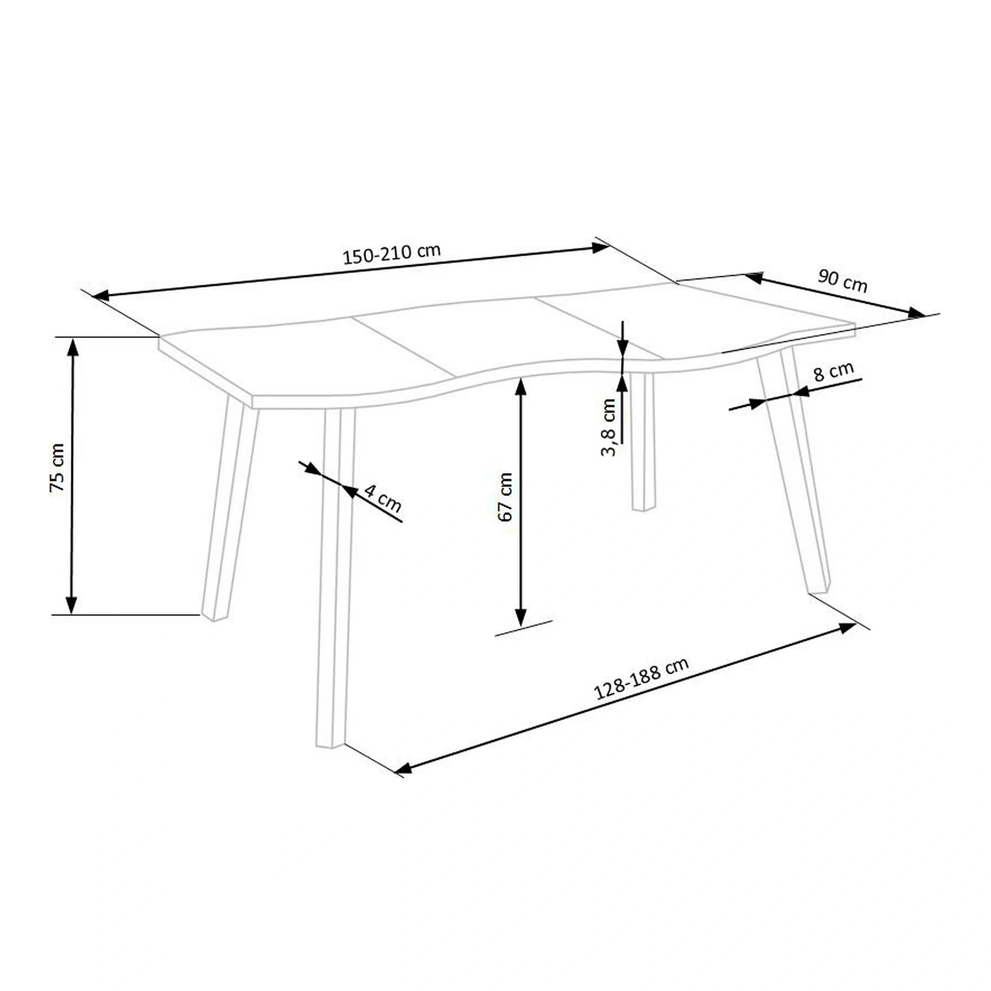 Masa extensibila bucatarie DICKSON, stejar miere/negru, 150/210x90x75 cm