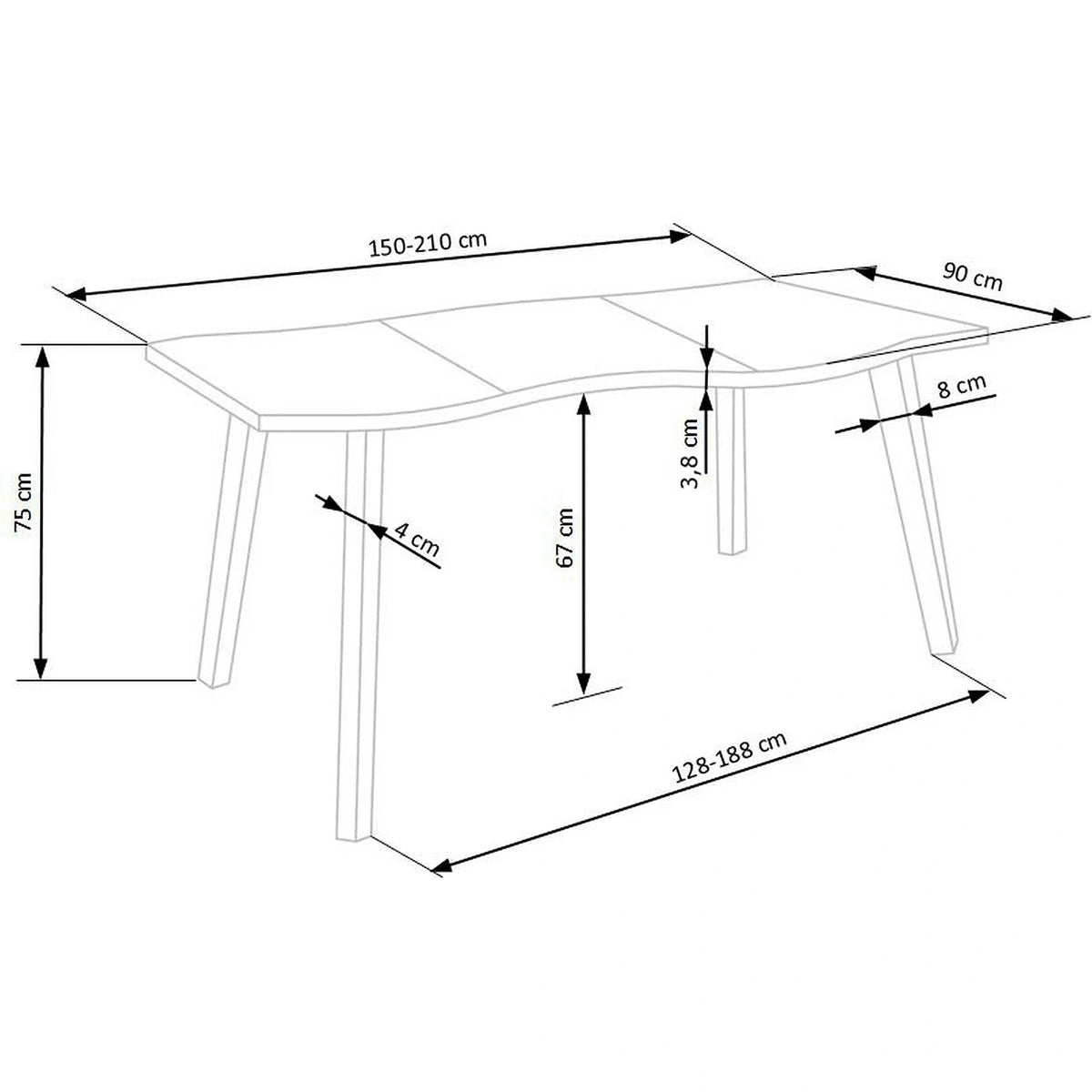 Masa extensibila bucatarie DICKSON, stejar miere/negru, 150/210x90x75 cm
