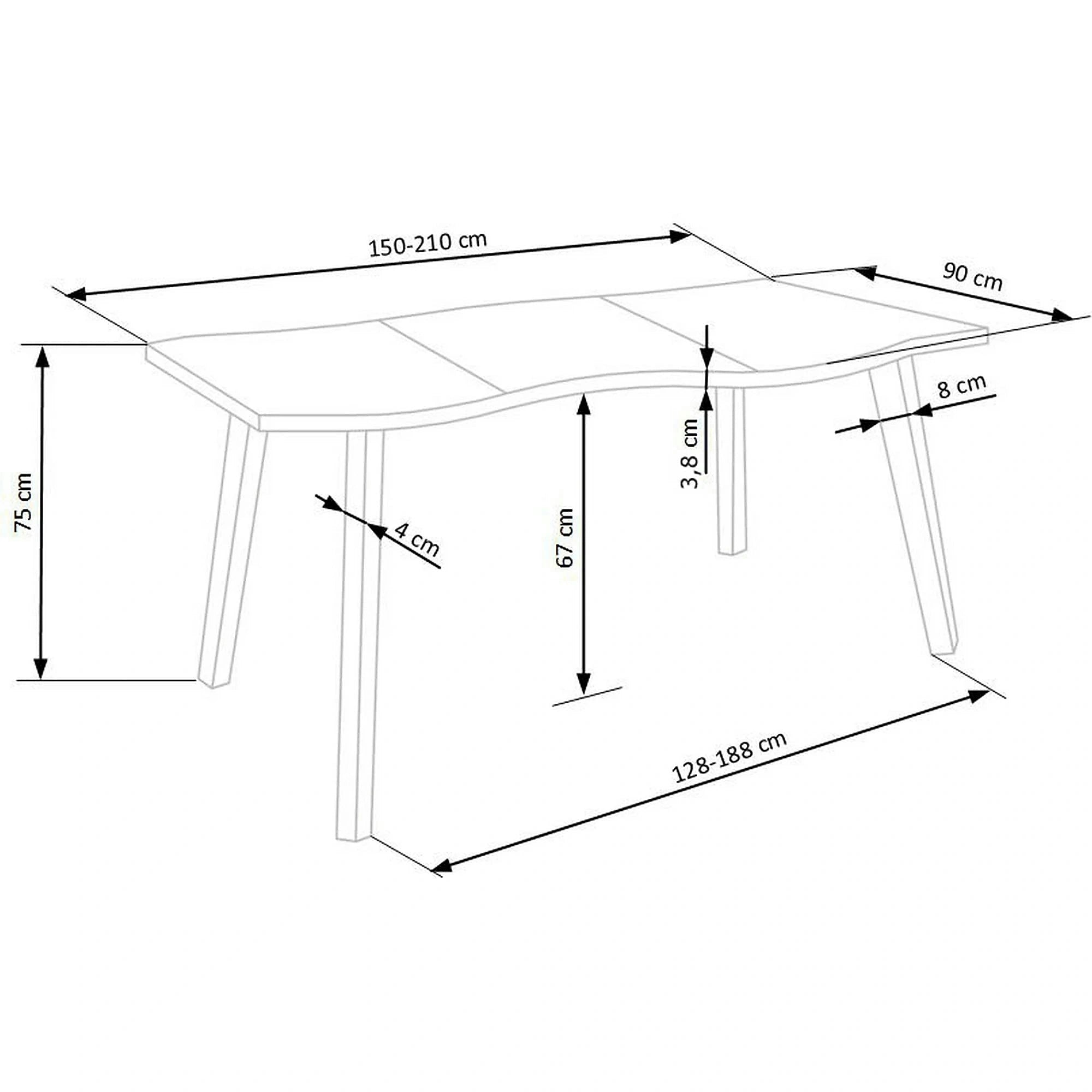 Masa extensibila bucatarie DICKSON, stejar miere/negru, 150/210x90x75 cm
