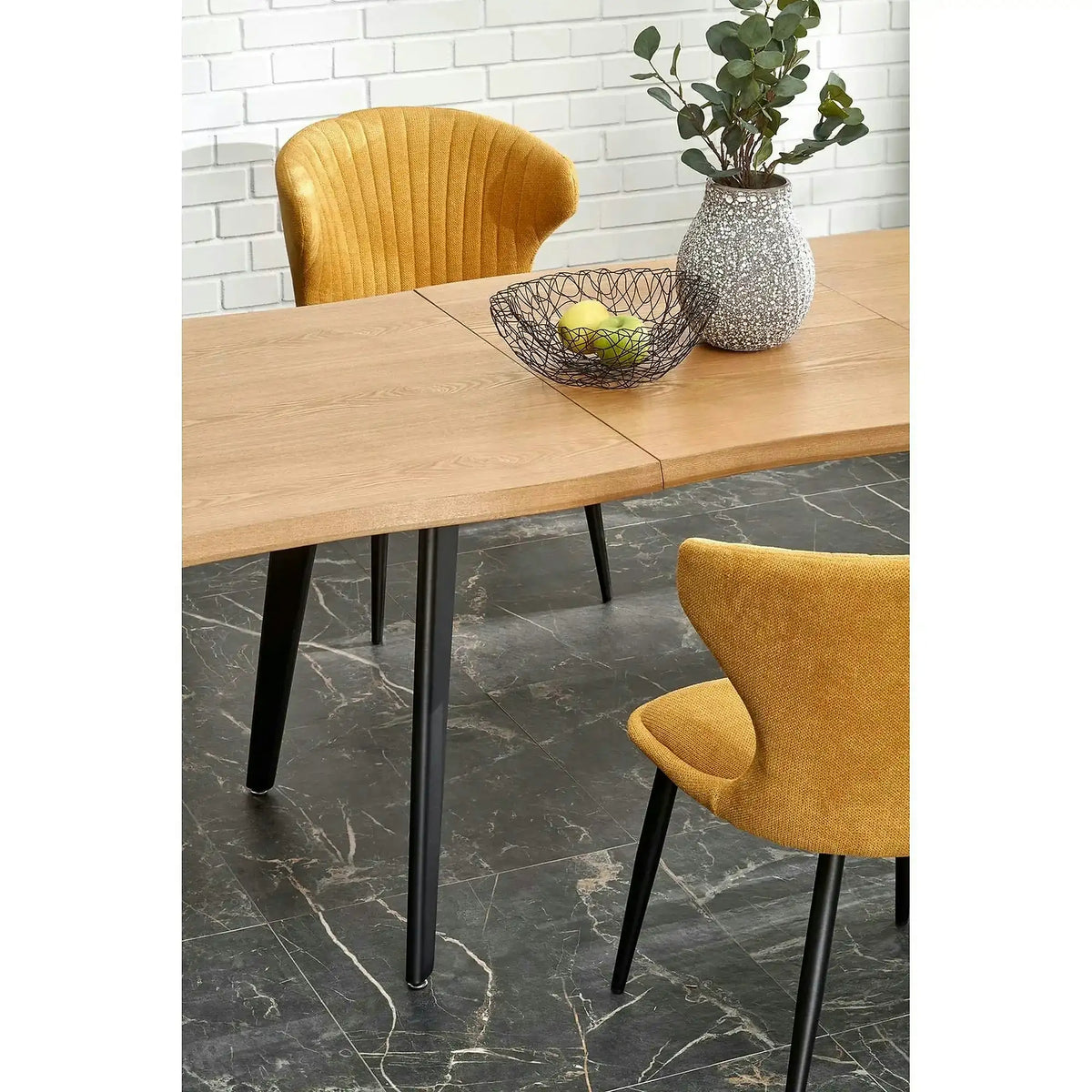 Masa extensibila bucatarie DICKSON, stejar miere/negru, 150/210x90x75 cm