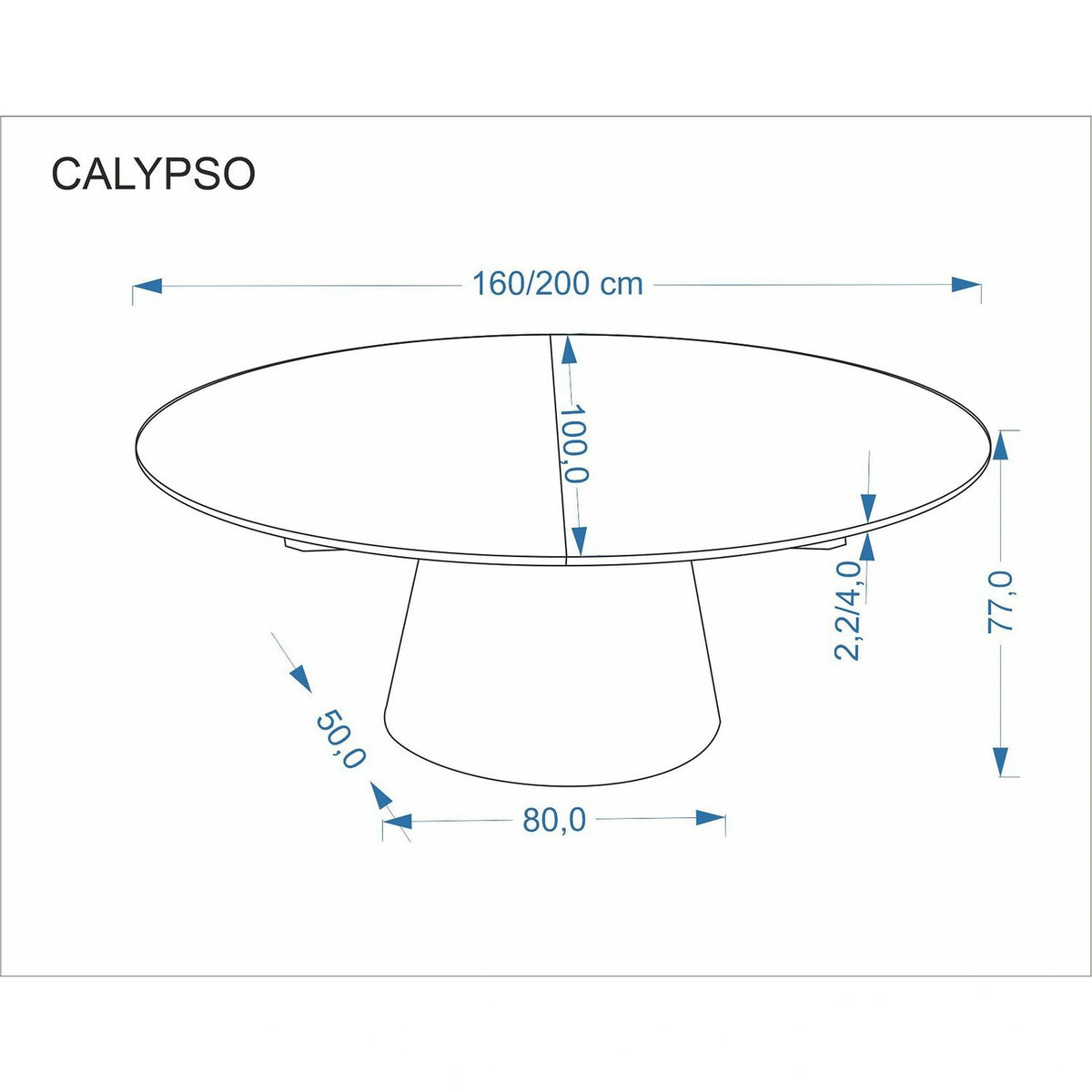 Masa extensibila CALYPSO, stejar natural, 160/200x100x77 cm