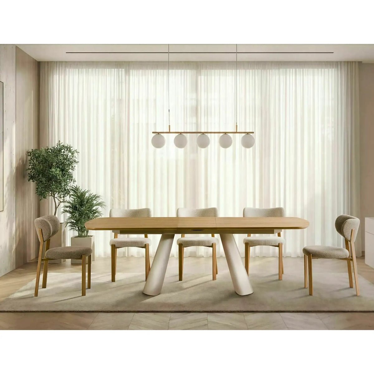 Masă extensibilă CANON, stejar/cașmir, furnir/metal/MDF, 200–240x100x76 cm