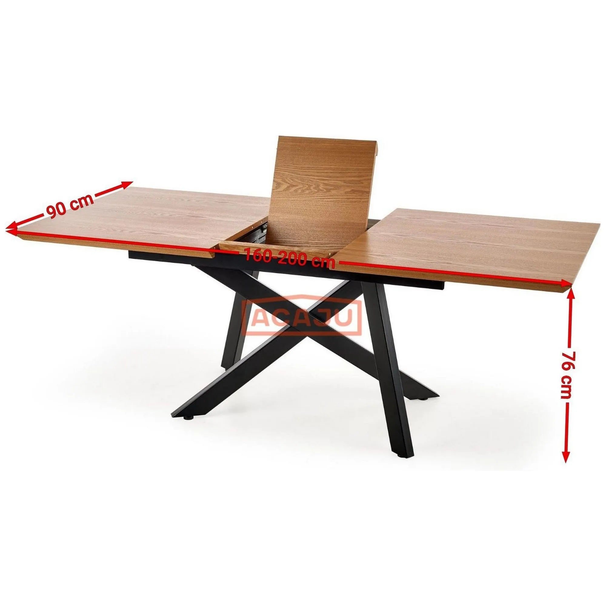 Masa extensibila CAPITAL, stejar auriu/negru, 180/240x90x76 cm