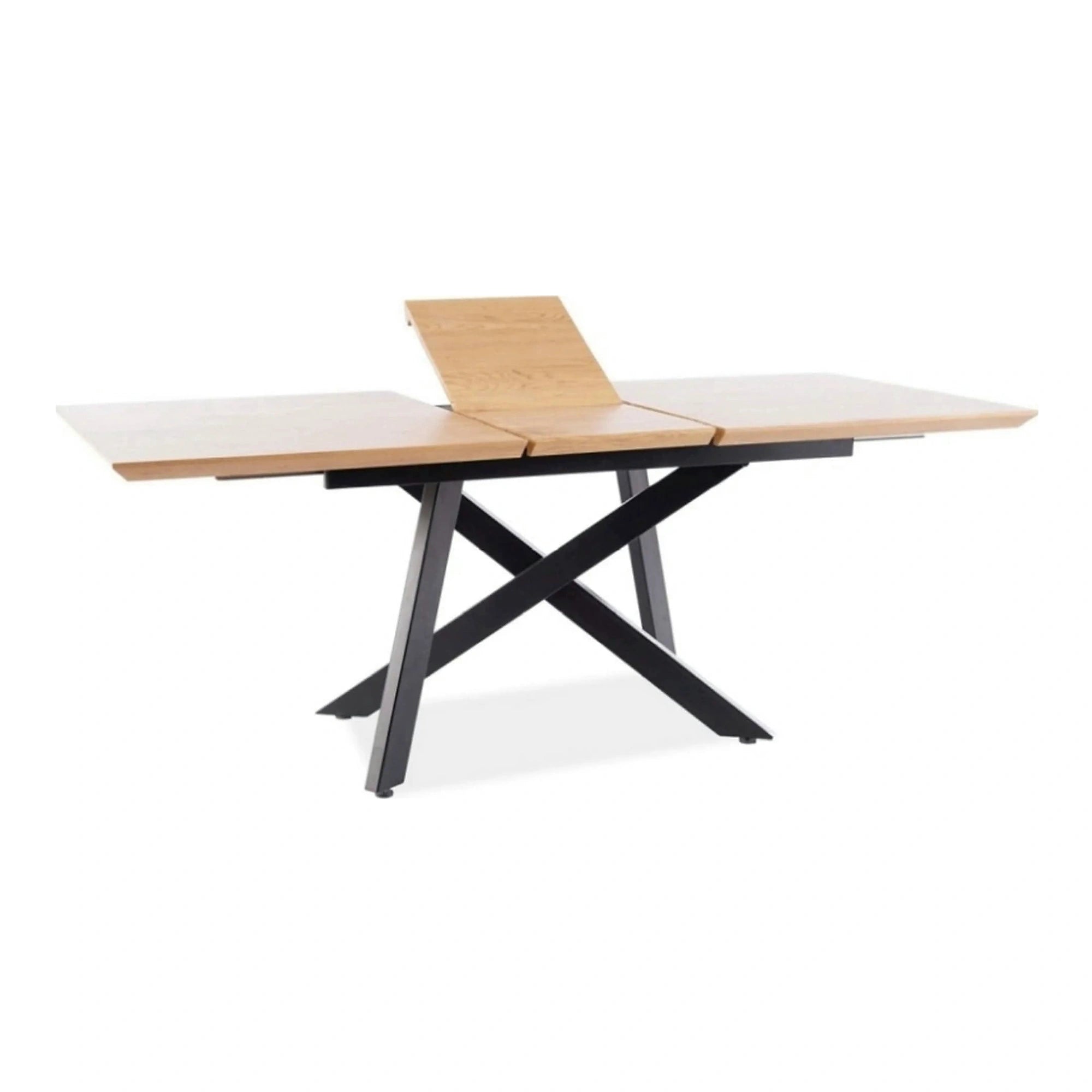 Masa extensibila CAPITOL, stejar/negru, PAL laminat/metal, 160/200x90x76 cm