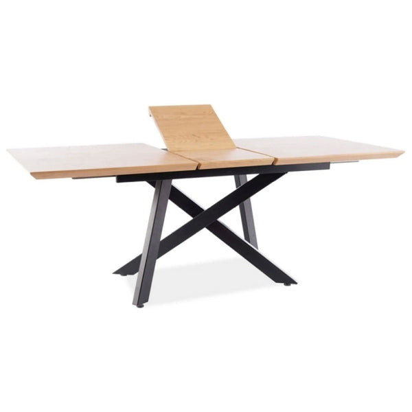 Masa extensibila CAPITOL, stejar/negru, PAL laminat/metal, 160/200x90x76 cm