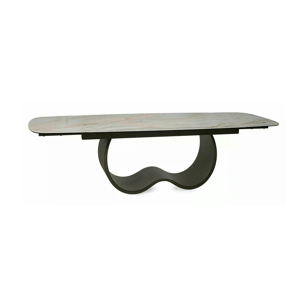 Masă extensibilă CASABLANCA, bej/cupru, sticlă securizată/ceramică/metal, 198–274x98x76 cm