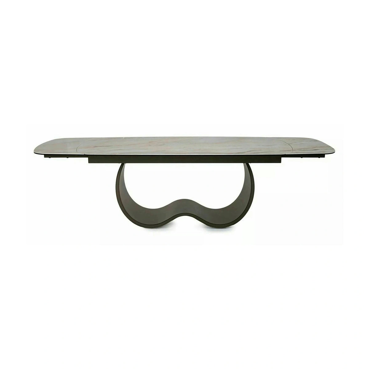 Masă extensibilă CASABLANCA, bej/cupru, sticlă securizată/ceramică/metal, 198–274x98x76 cm