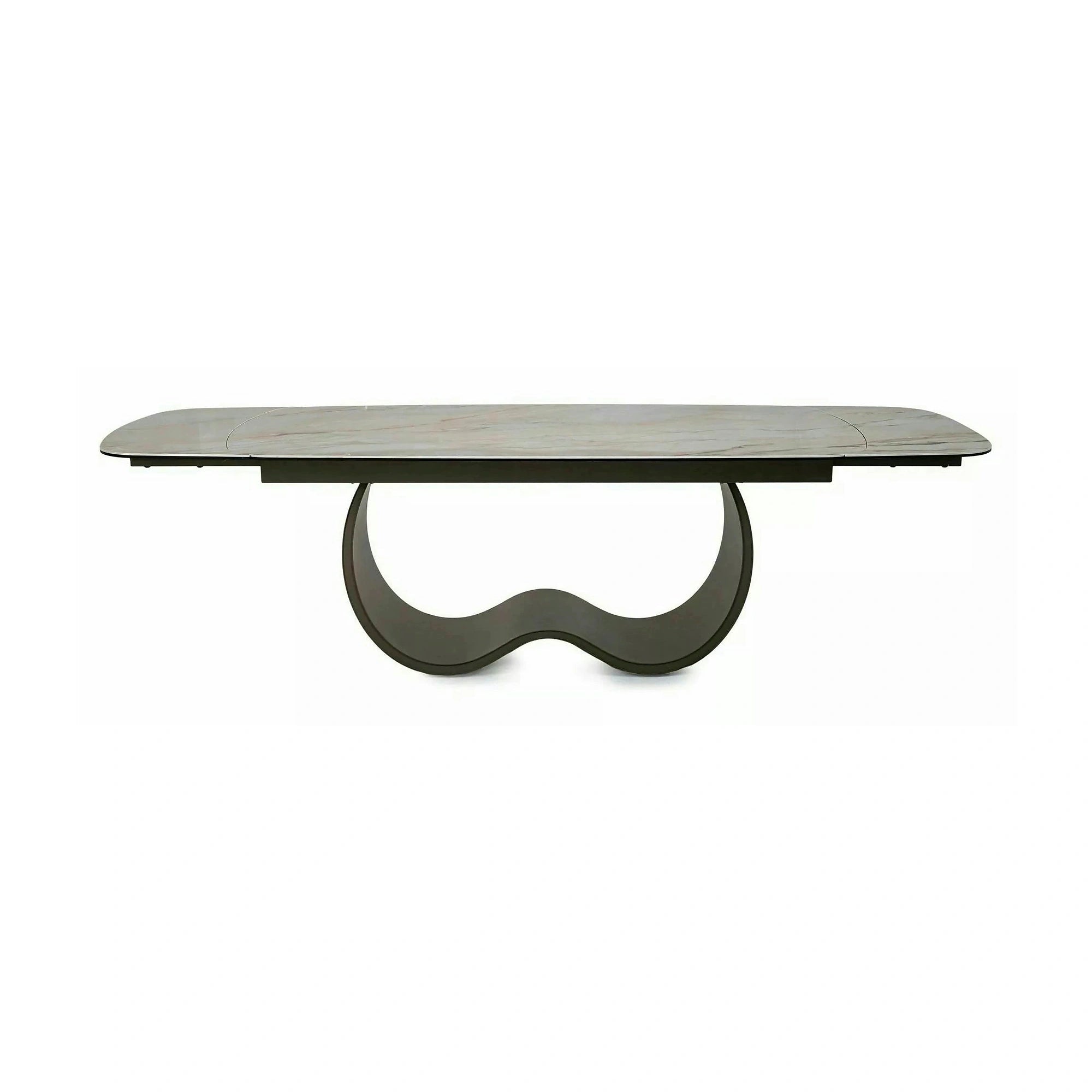 Masă extensibilă CASABLANCA, bej/cupru, sticlă securizată/ceramică/metal, 198–274x98x76 cm
