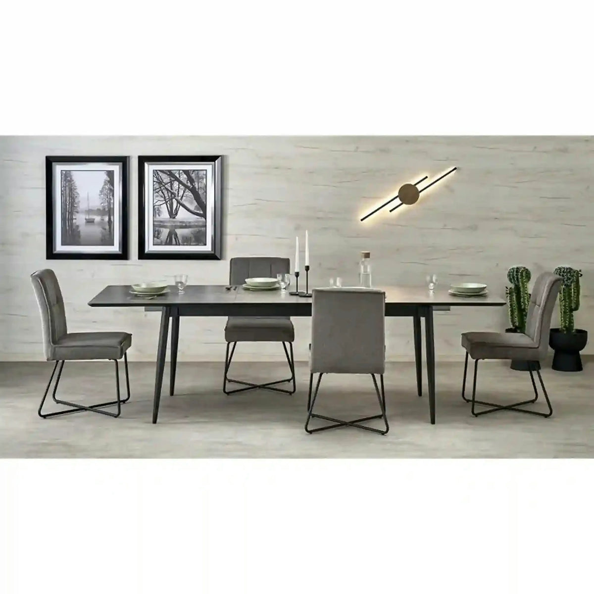 Masa extensibila CHARLES, gri/negru, 180/260x90x76 cm