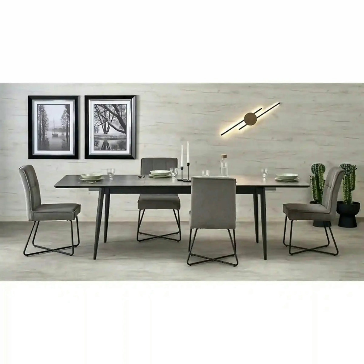 Masa extensibila CHARLES, gri/negru, 180/260x90x76 cm