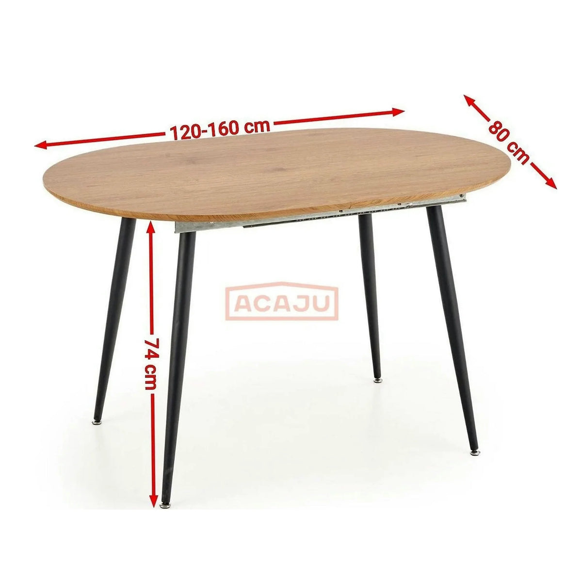 Masa extensibila COLORADO, stejar auriu/negru, 120/160x80x74 cm