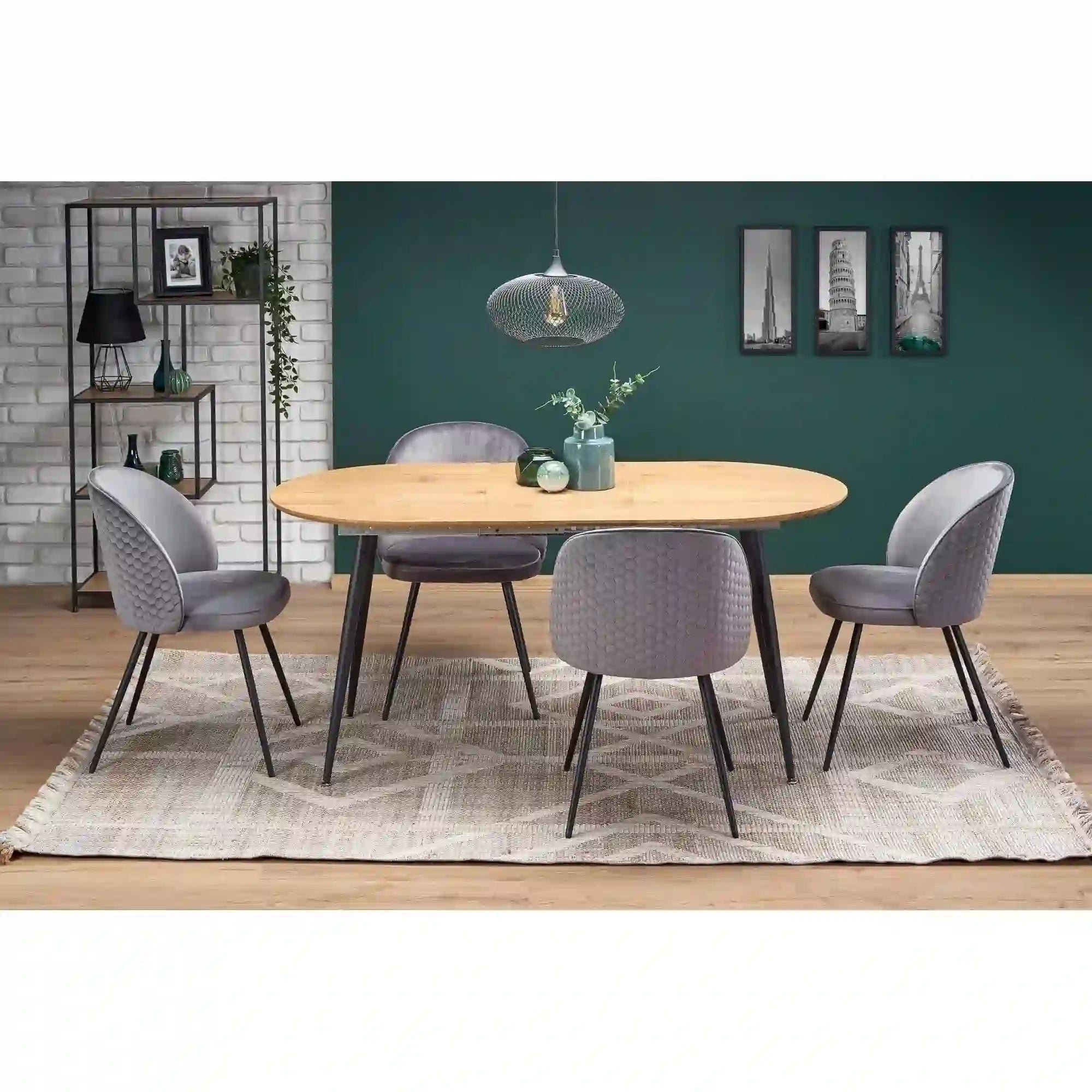 Masa extensibila COLORADO, stejar auriu/negru, 120/160x80x74 cm
