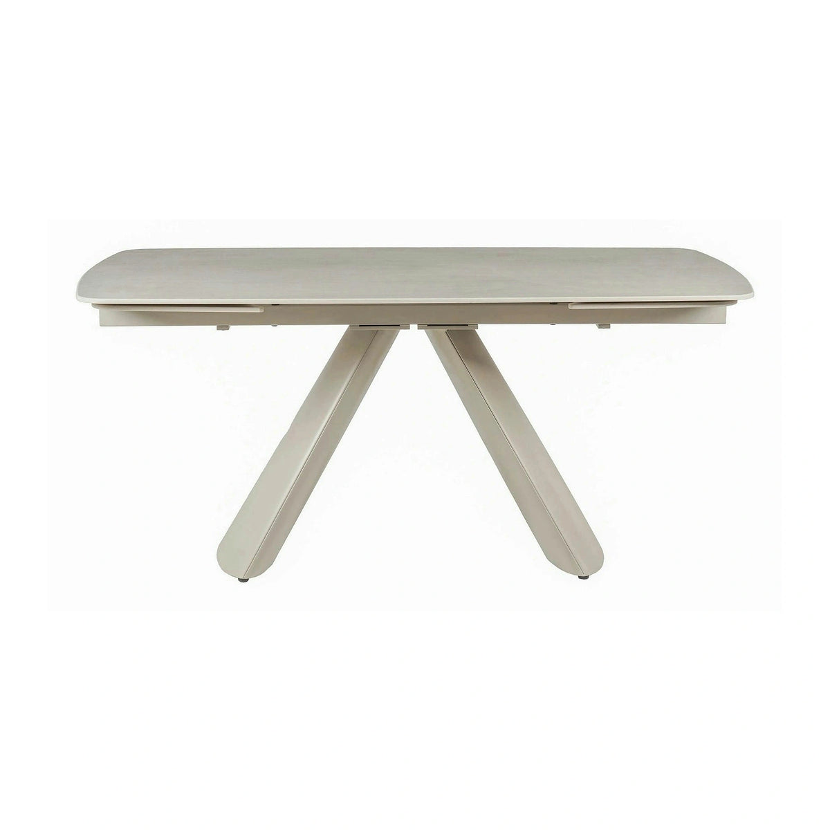 Masa extensibila CORVUS, bej cu efect de piatra travertin, ceramica/metal, 165/240x90x76 cm