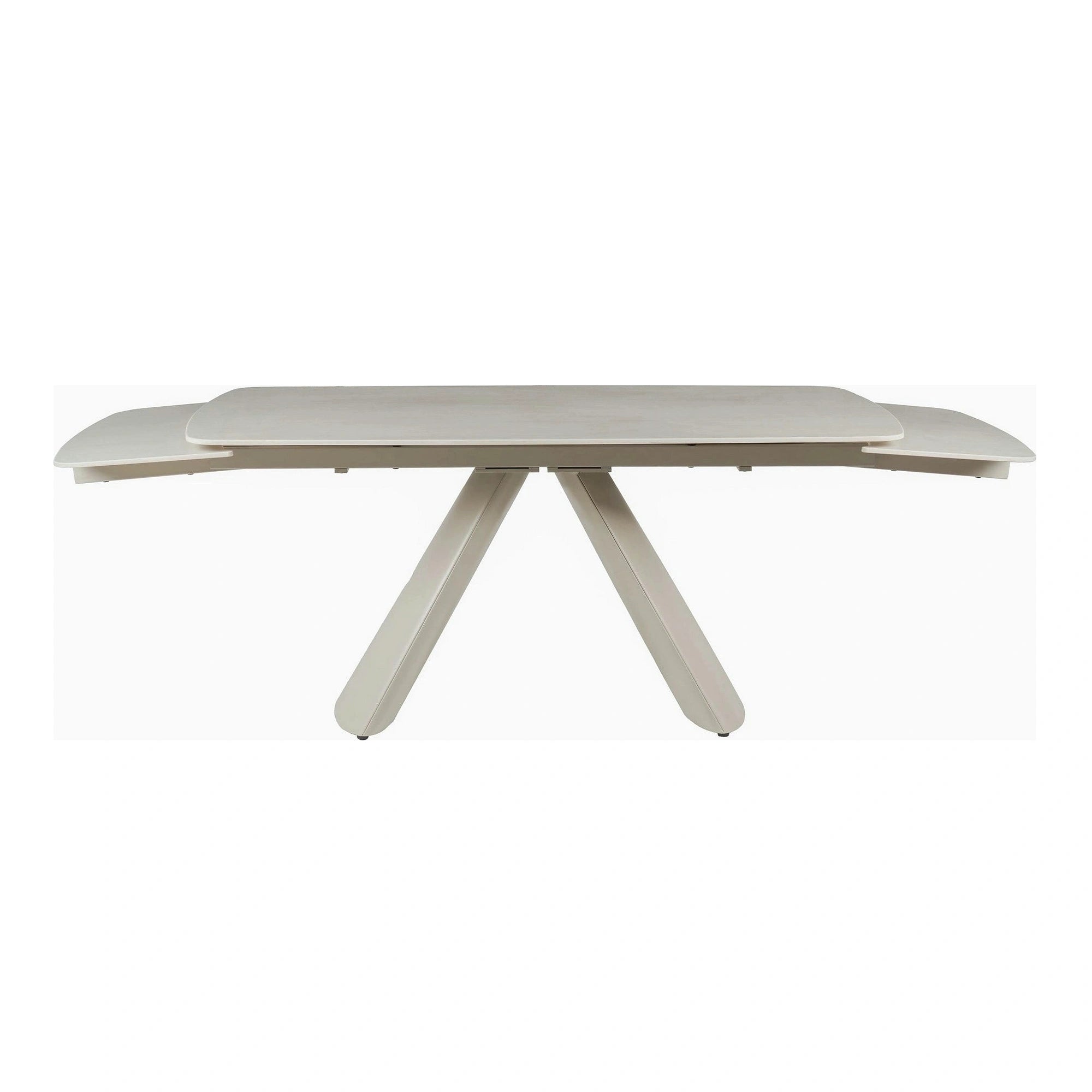 Masa extensibila CORVUS, bej cu efect de piatra travertin, ceramica/metal, 165/240x90x76 cm
