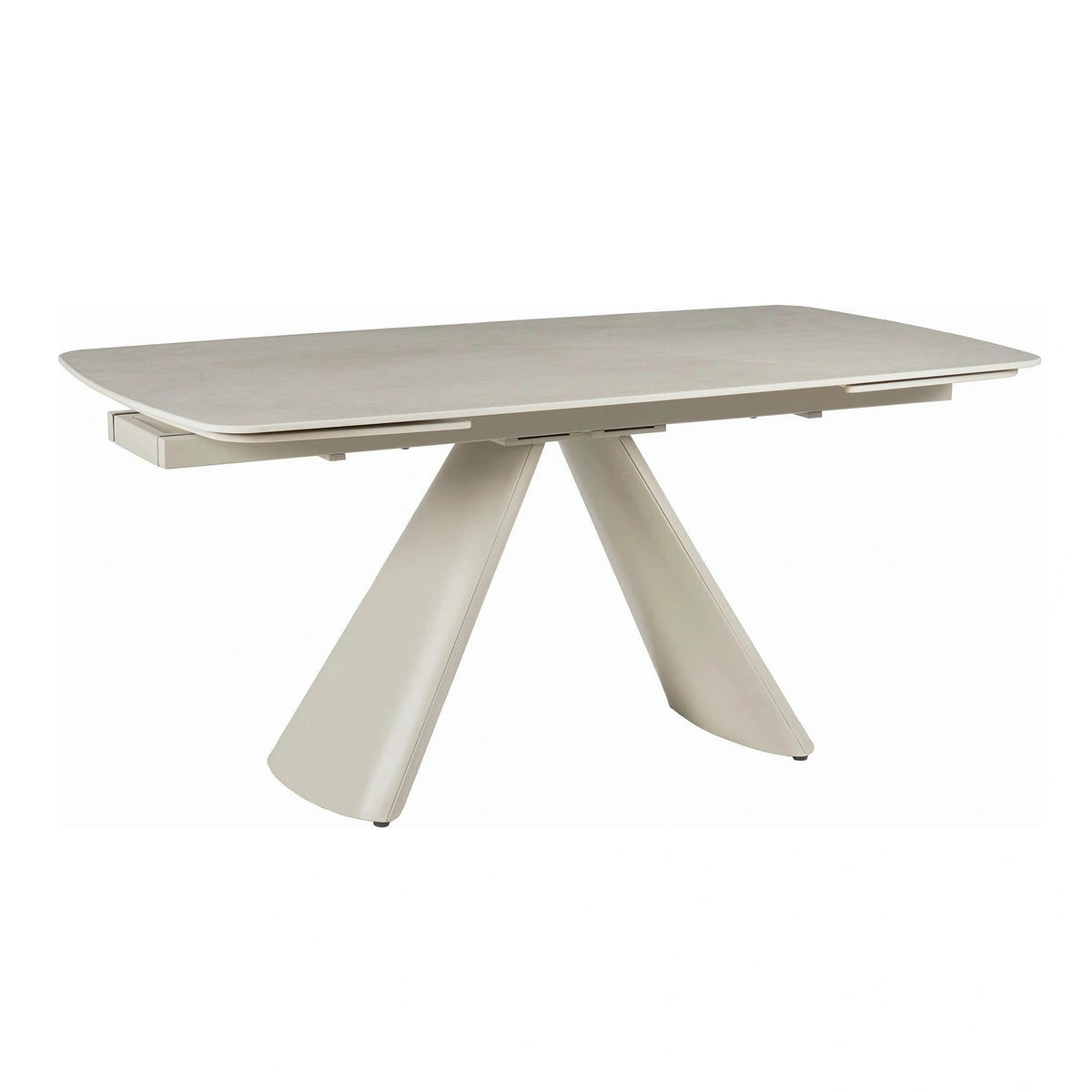 Masa extensibila CORVUS, bej cu efect de piatra travertin, ceramica/metal, 165/240x90x76 cm