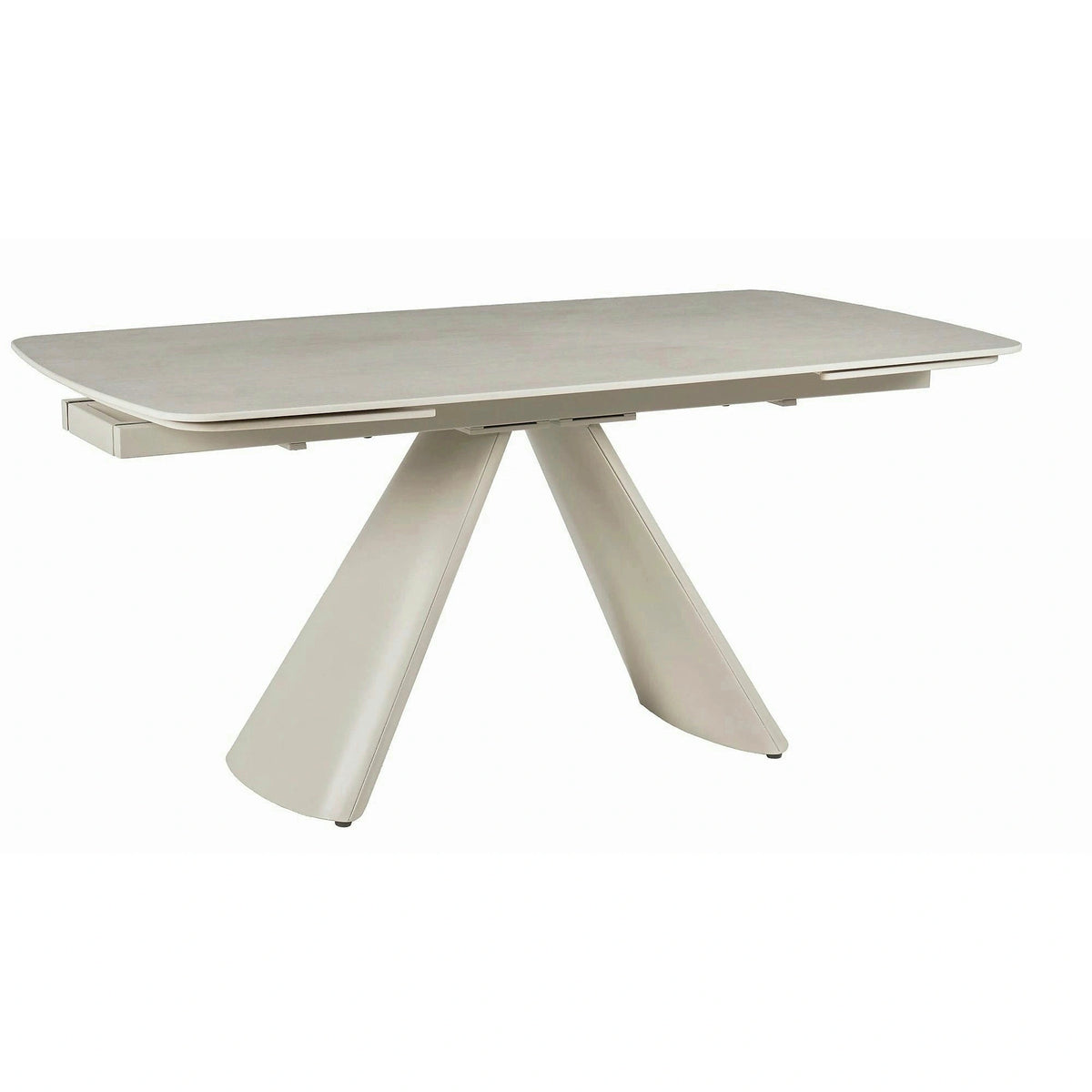 Masa extensibila CORVUS, bej cu efect de piatra travertin, ceramica/metal, 165/240x90x76 cm