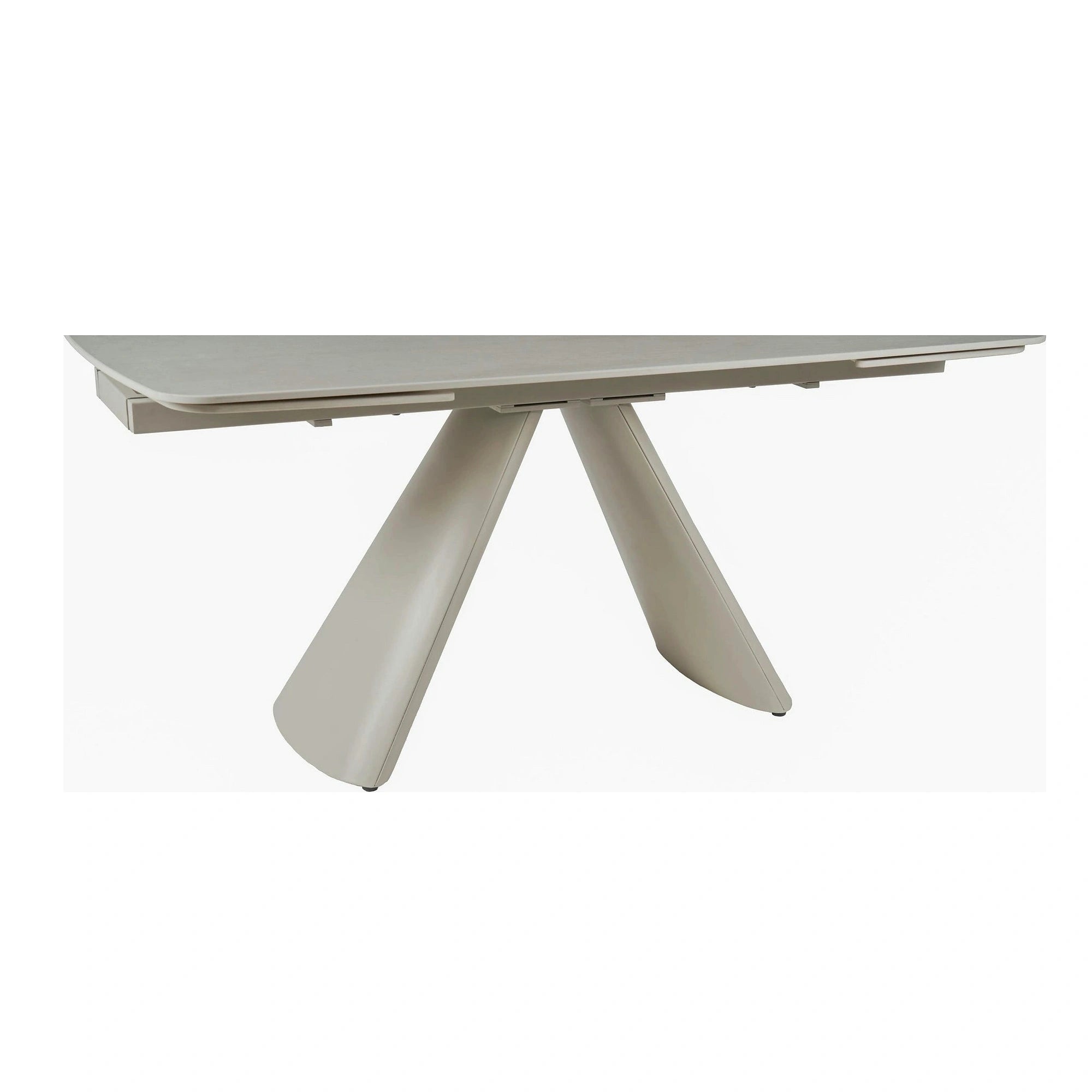 Masa extensibila CORVUS, bej cu efect de piatra travertin, ceramica/metal, 165/240x90x76 cm