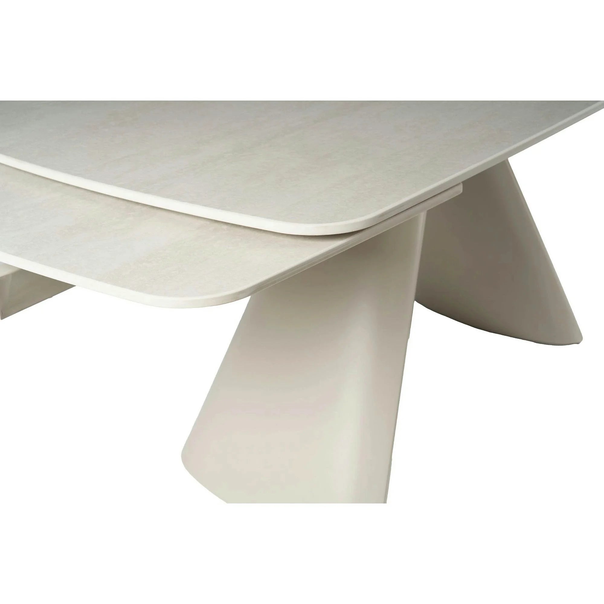 Masa extensibila CORVUS, bej cu efect de piatra travertin, ceramica/metal, 165/240x90x76 cm