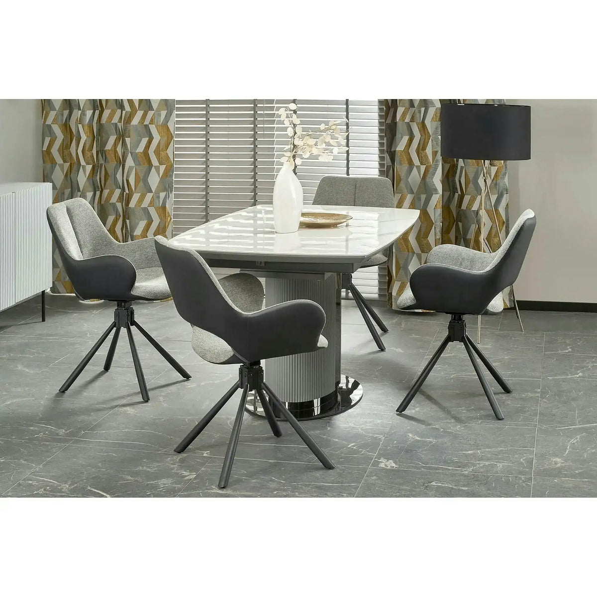 Masa extensibila DANCAN, alb/gri, 160-220x90x76 cm