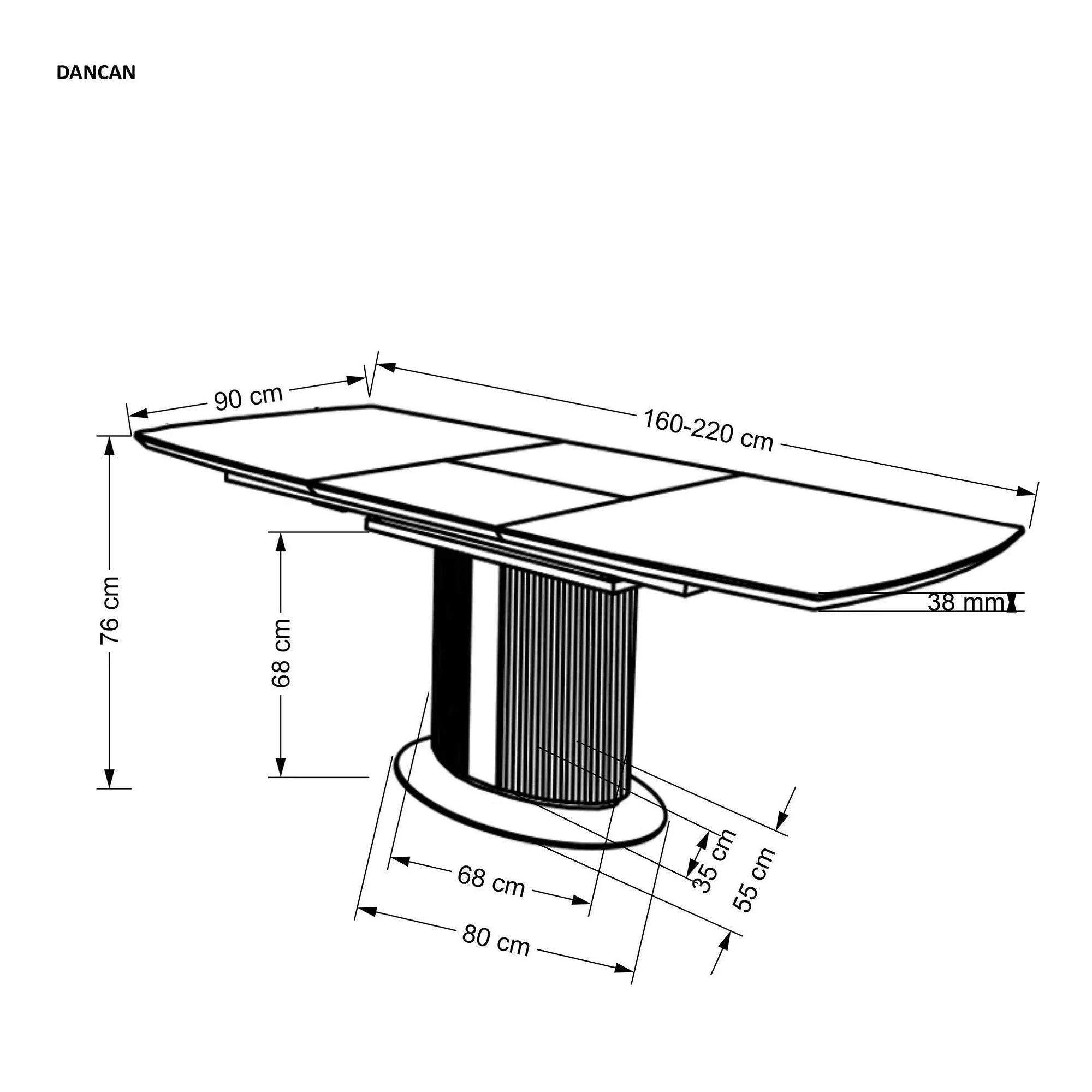 Masa extensibila DANCAN, alb/gri, 160-220x90x76 cm